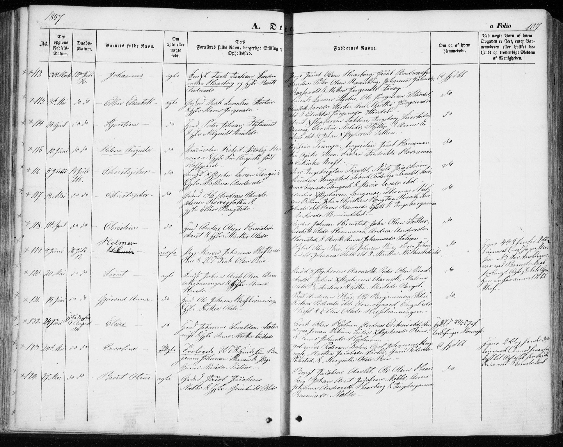 Ministerialprotokoller, klokkerbøker og fødselsregistre - Sør-Trøndelag, AV/SAT-A-1456/646/L0611: Parish register (official) no. 646A09, 1848-1857, p. 107