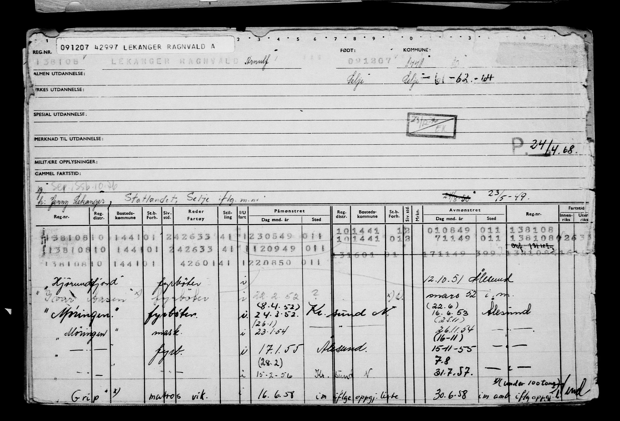 Direktoratet for sjømenn, AV/RA-S-3545/G/Gb/L0074: Hovedkort, 1907, p. 413