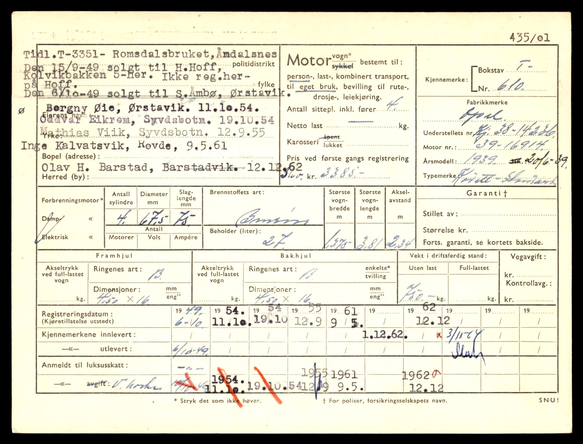 Møre og Romsdal vegkontor - Ålesund trafikkstasjon, SAT/A-4099/F/Fe/L0006: Registreringskort for kjøretøy T 547 - T 650, 1927-1998, p. 1923