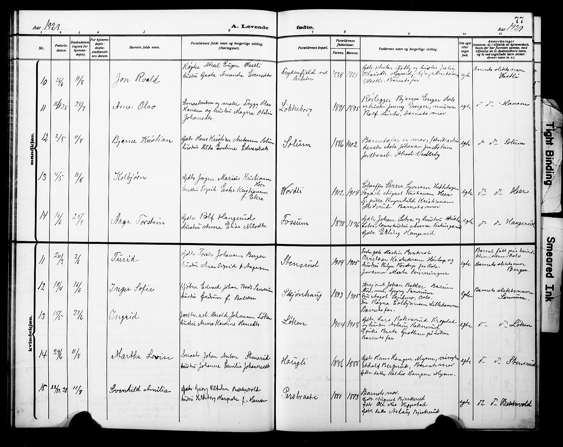 Trøgstad prestekontor Kirkebøker, AV/SAO-A-10925/G/Ga/L0002: Parish register (copy) no. I 2, 1911-1929, p. 77