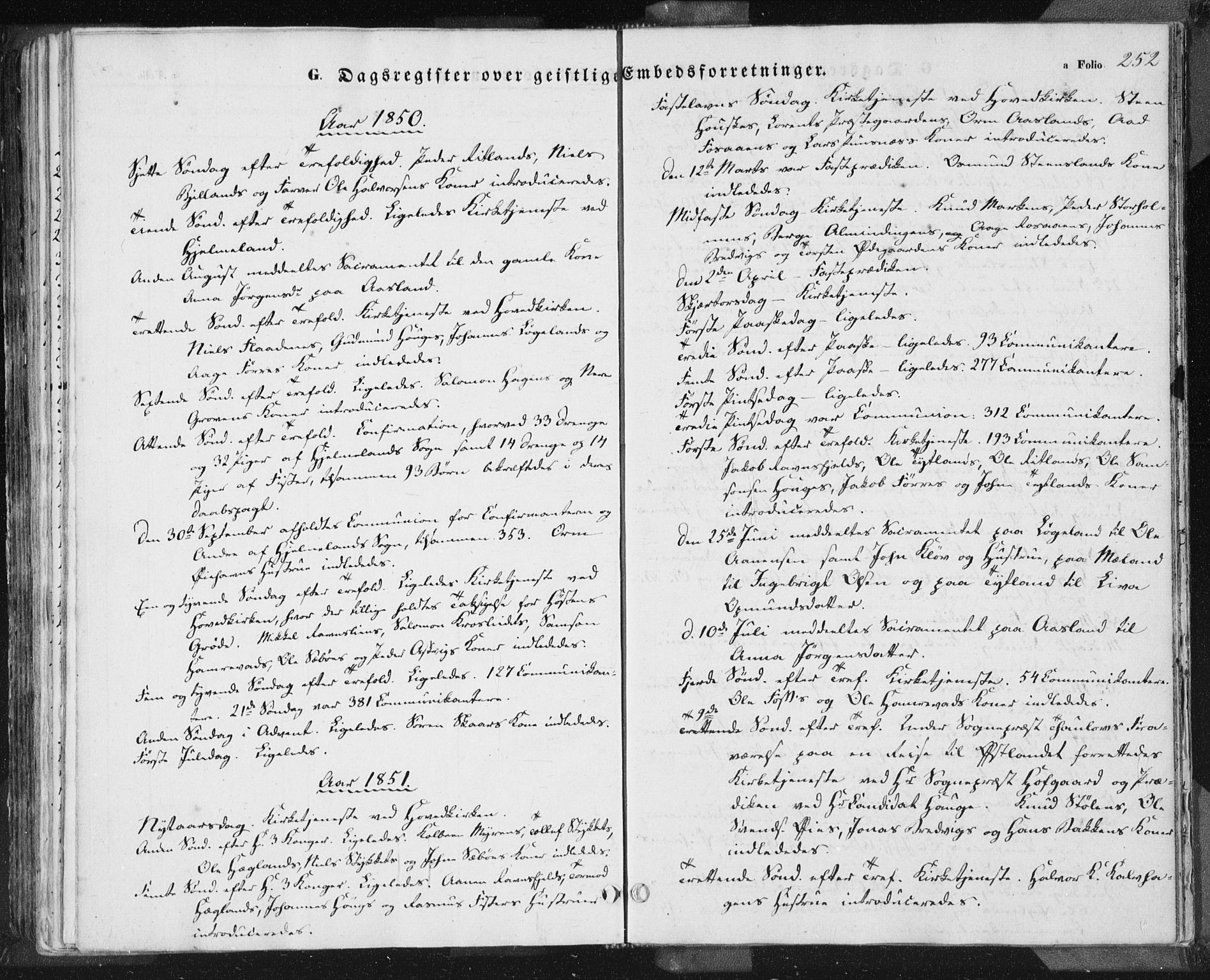 Hjelmeland sokneprestkontor, SAST/A-101843/01/IV/L0009: Parish register (official) no. A 9, 1846-1860, p. 252