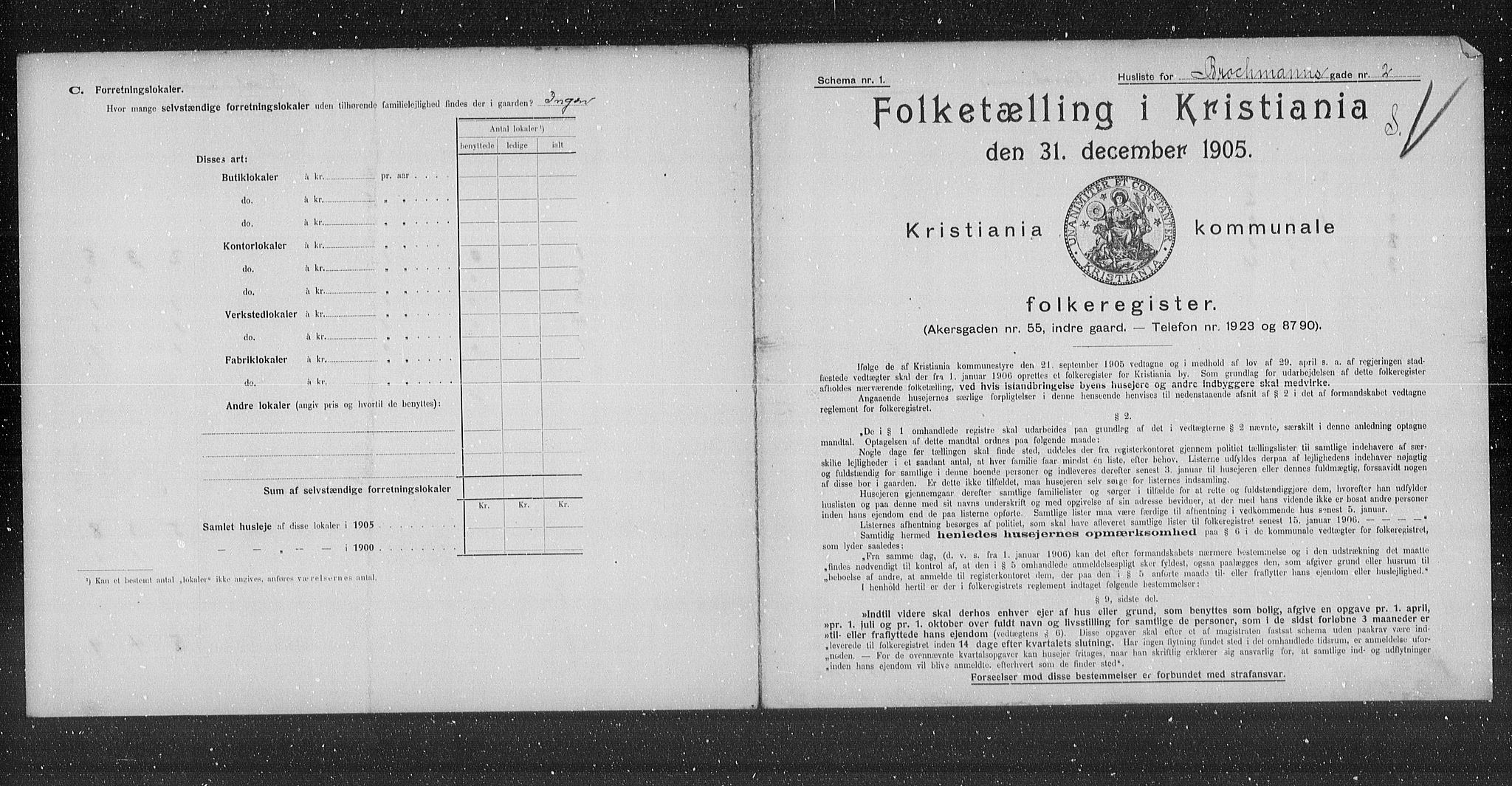 OBA, Municipal Census 1905 for Kristiania, 1905, p. 4856