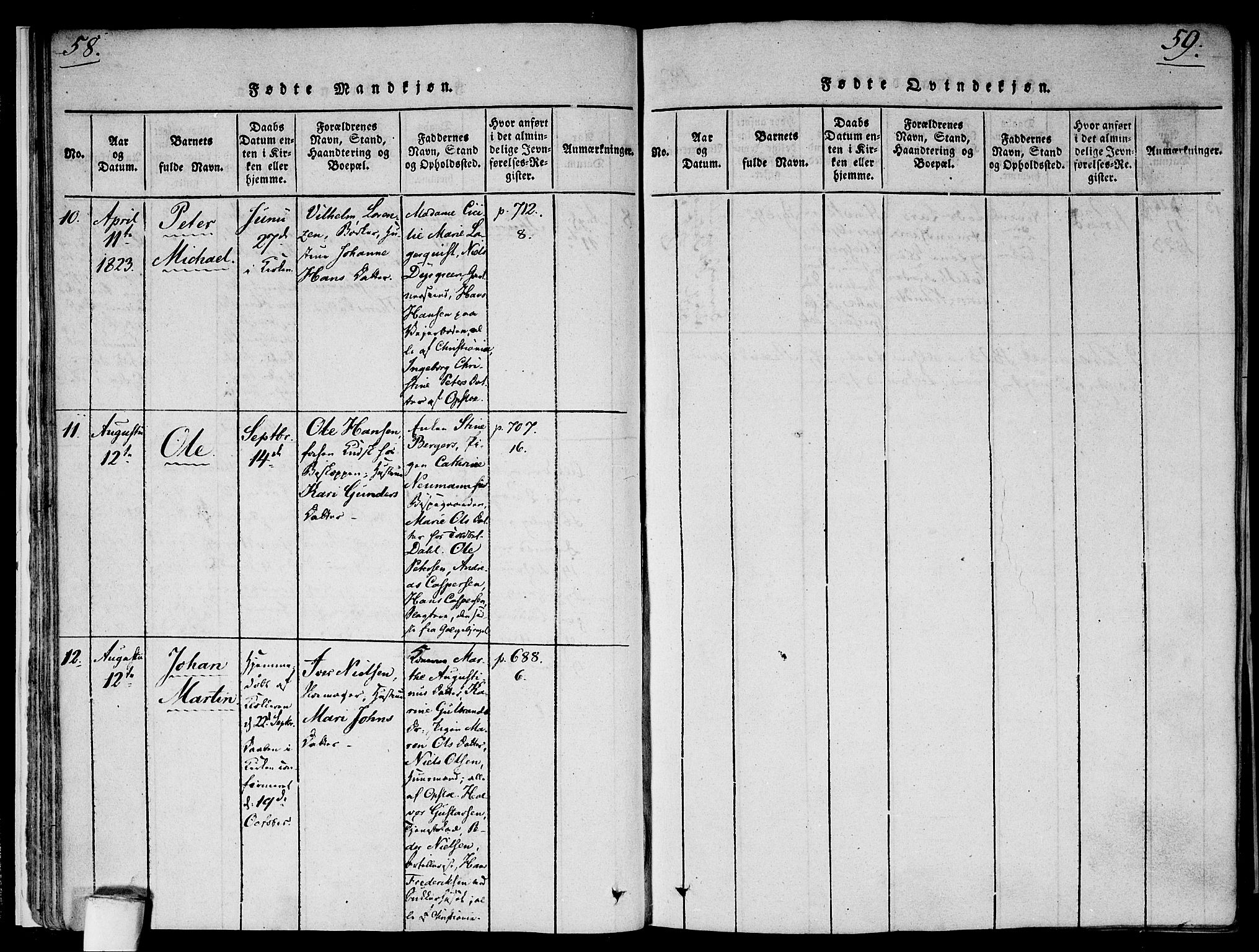 Gamlebyen prestekontor Kirkebøker, AV/SAO-A-10884/F/Fa/L0002: Parish register (official) no. 2, 1817-1829, p. 58-59