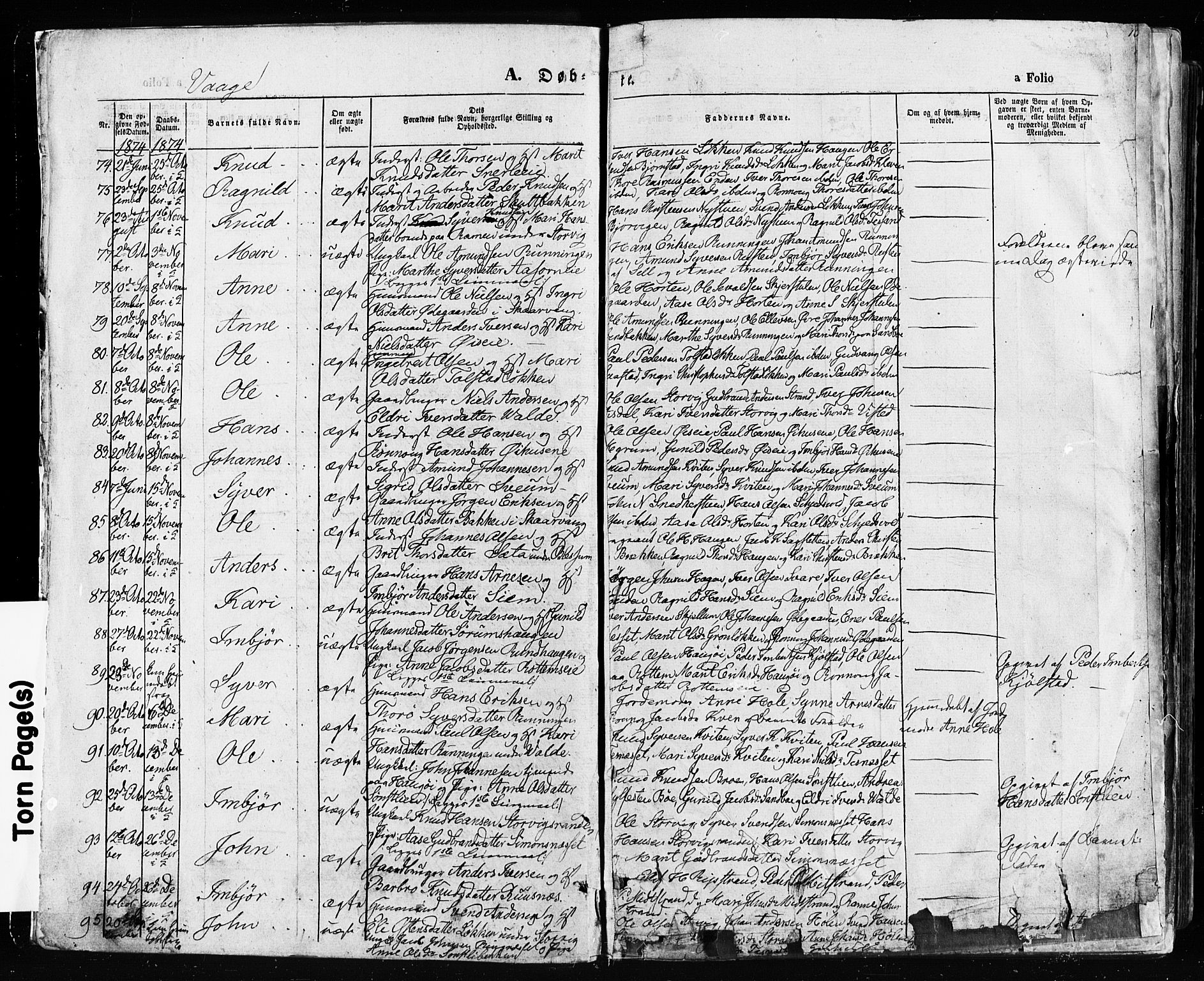 Vågå prestekontor, SAH/PREST-076/H/Ha/Haa/L0007: Parish register (official) no. 7 /1, 1872-1886, p. 10