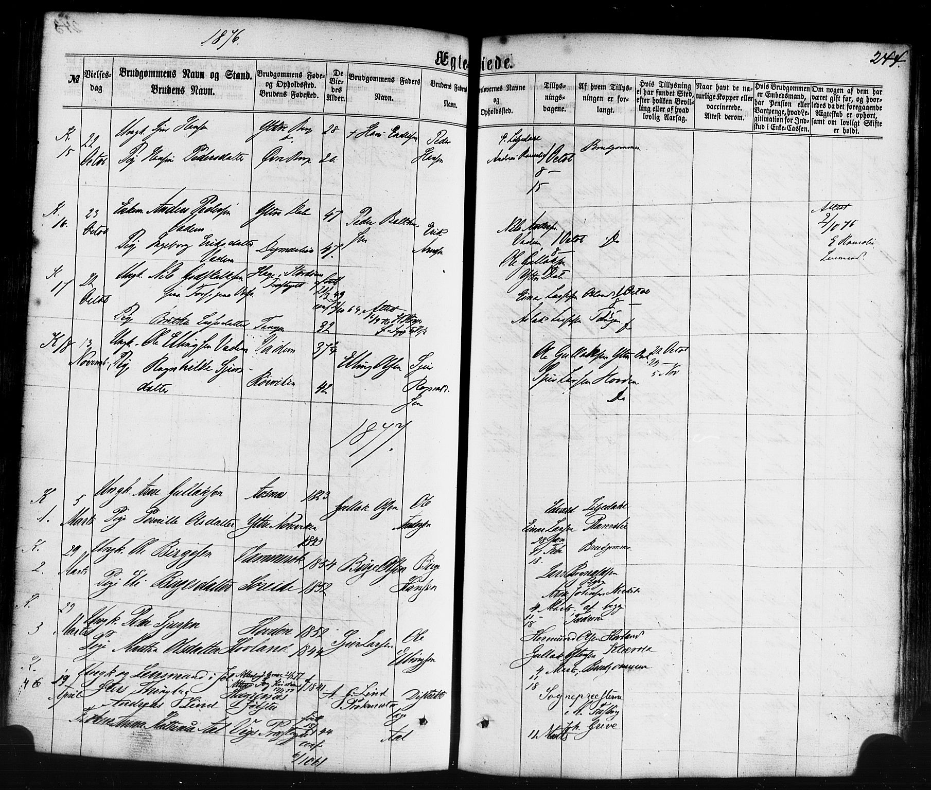 Lavik sokneprestembete, SAB/A-80901: Parish register (official) no. A 4, 1864-1881, p. 244