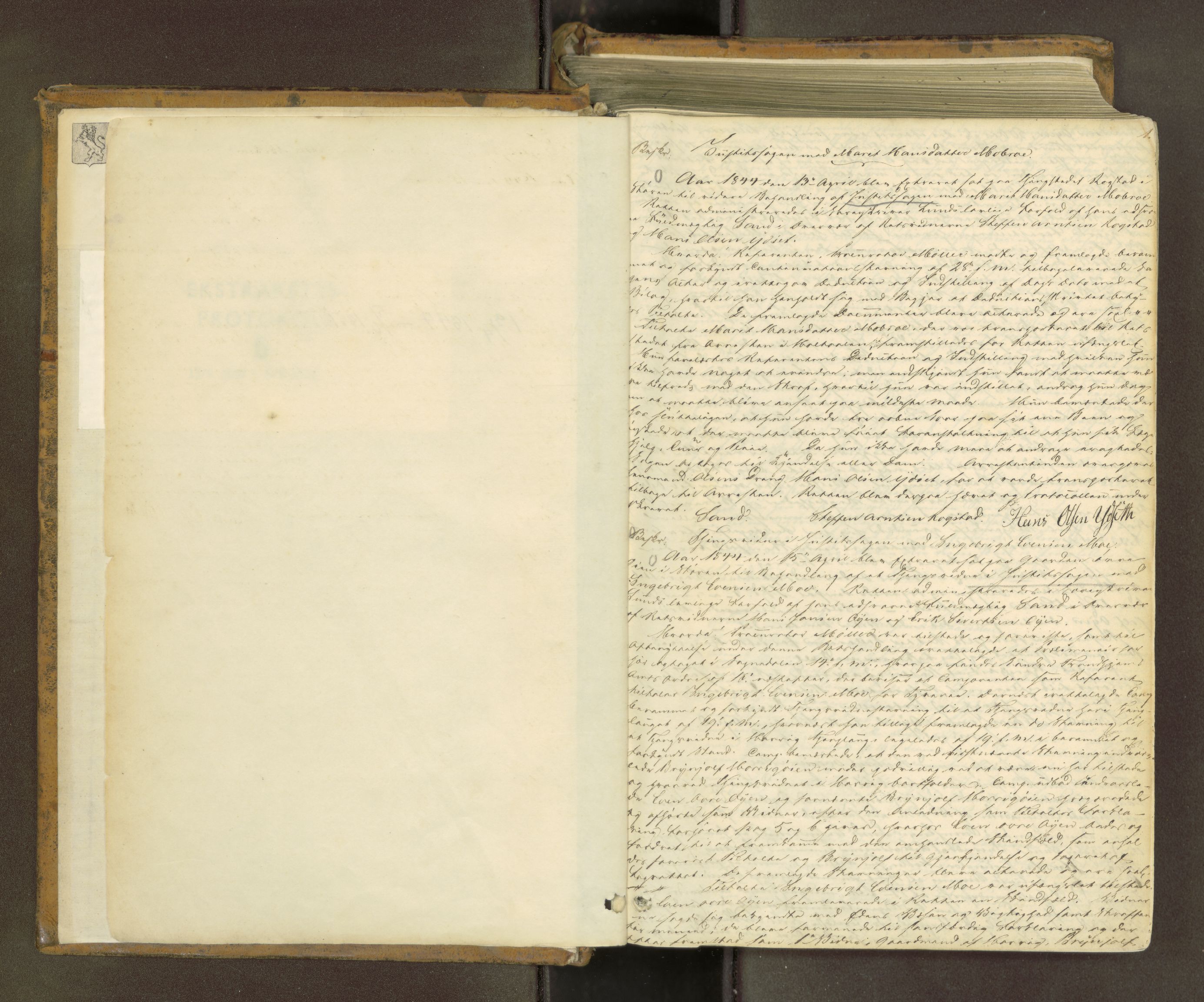 Gauldal sorenskriveri, AV/SAT-A-0014/1/1/1B/L0005: Ekstrarettsprotokoller, 1844-1851, p. 1a