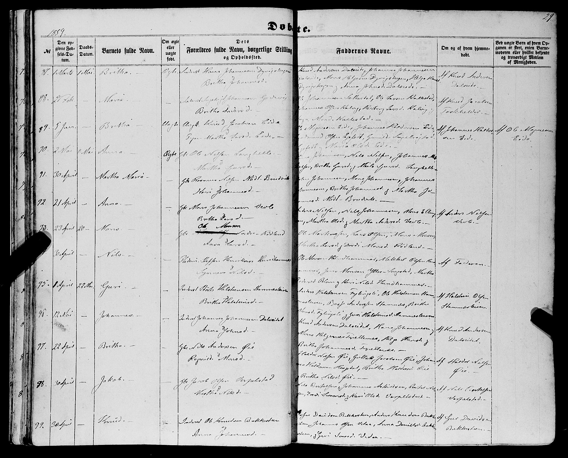 Haus sokneprestembete, SAB/A-75601/H/Haa: Parish register (official) no. A 17, 1858-1870, p. 29
