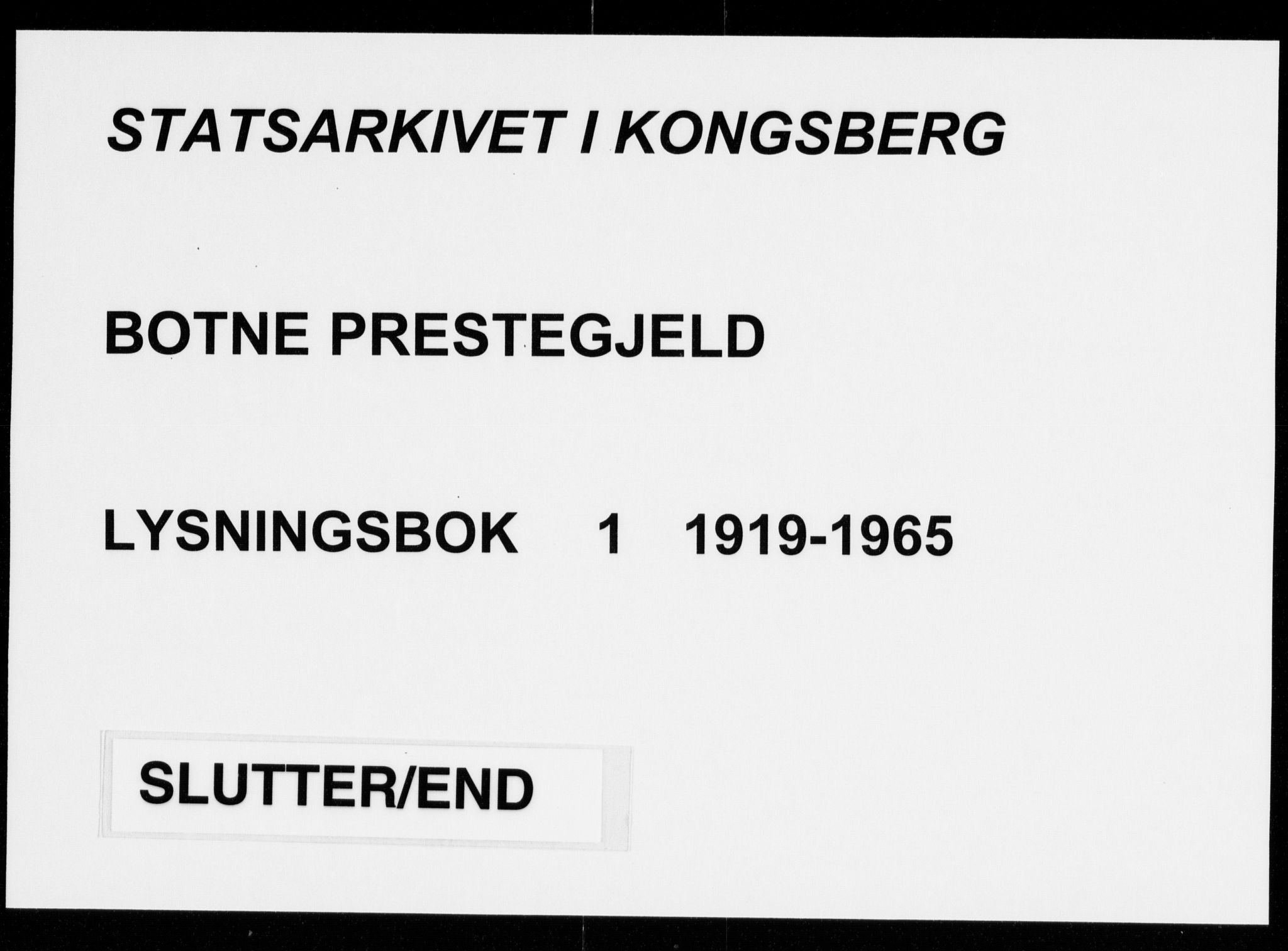 Botne kirkebøker, AV/SAKO-A-340/H/Ha/L0001: Banns register no. 1, 1919-1965