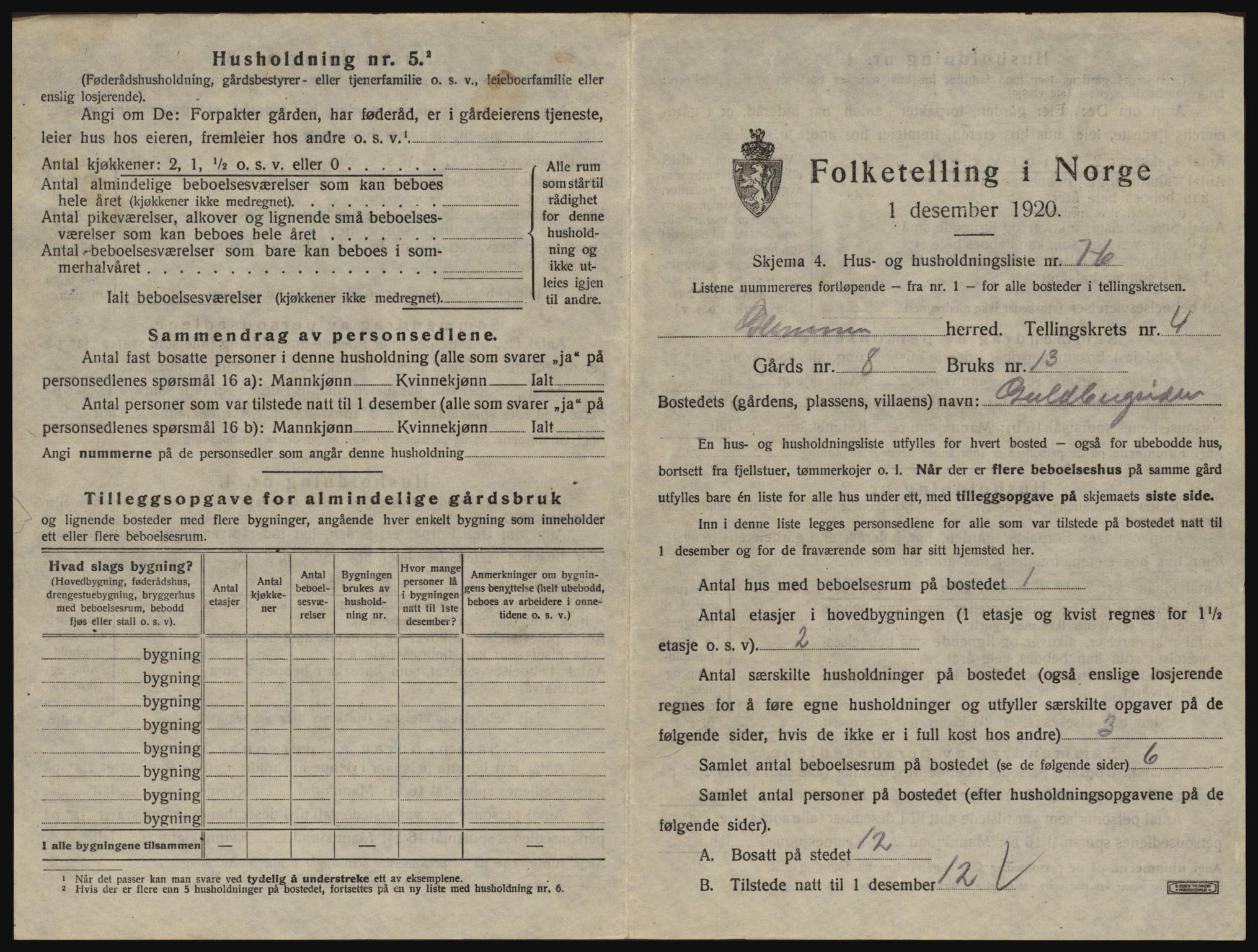 SAO, 1920 census for Glemmen, 1920, p. 779