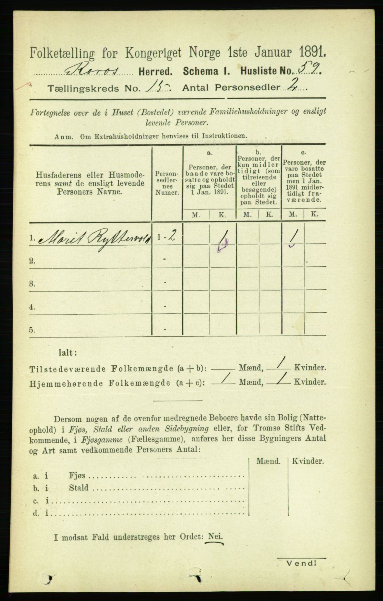 RA, 1891 census for 1640 Røros, 1891, p. 3321