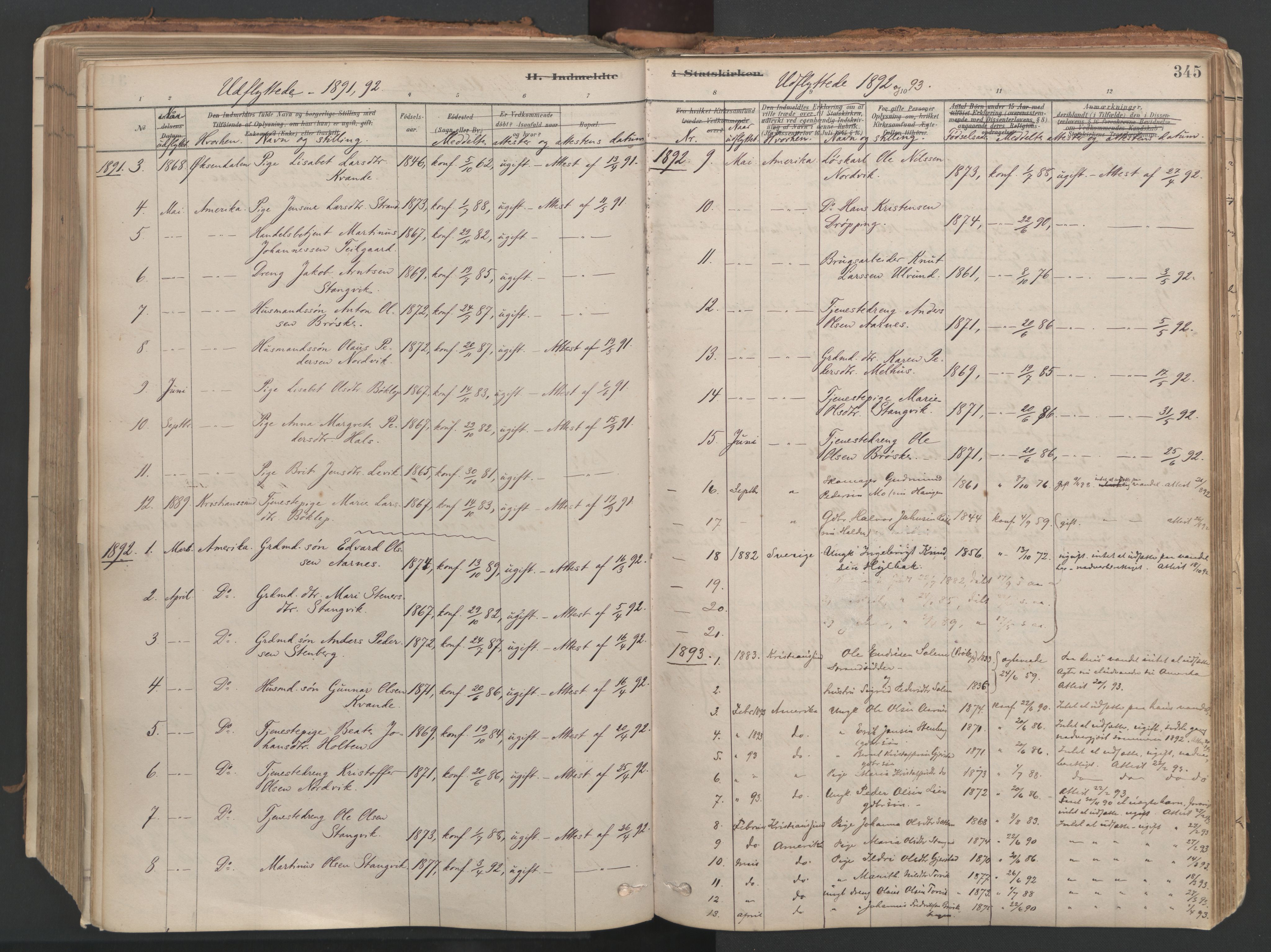 Ministerialprotokoller, klokkerbøker og fødselsregistre - Møre og Romsdal, AV/SAT-A-1454/592/L1029: Parish register (official) no. 592A07, 1879-1902, p. 345