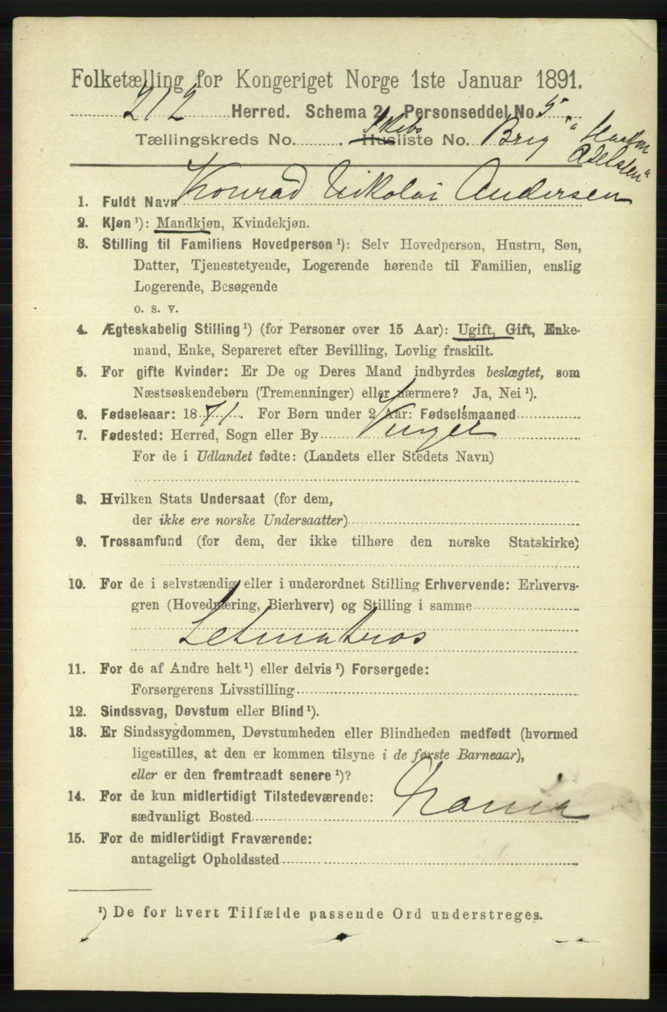 RA, 1891 census for 1116 Eigersund herred, 1891, p. 3436