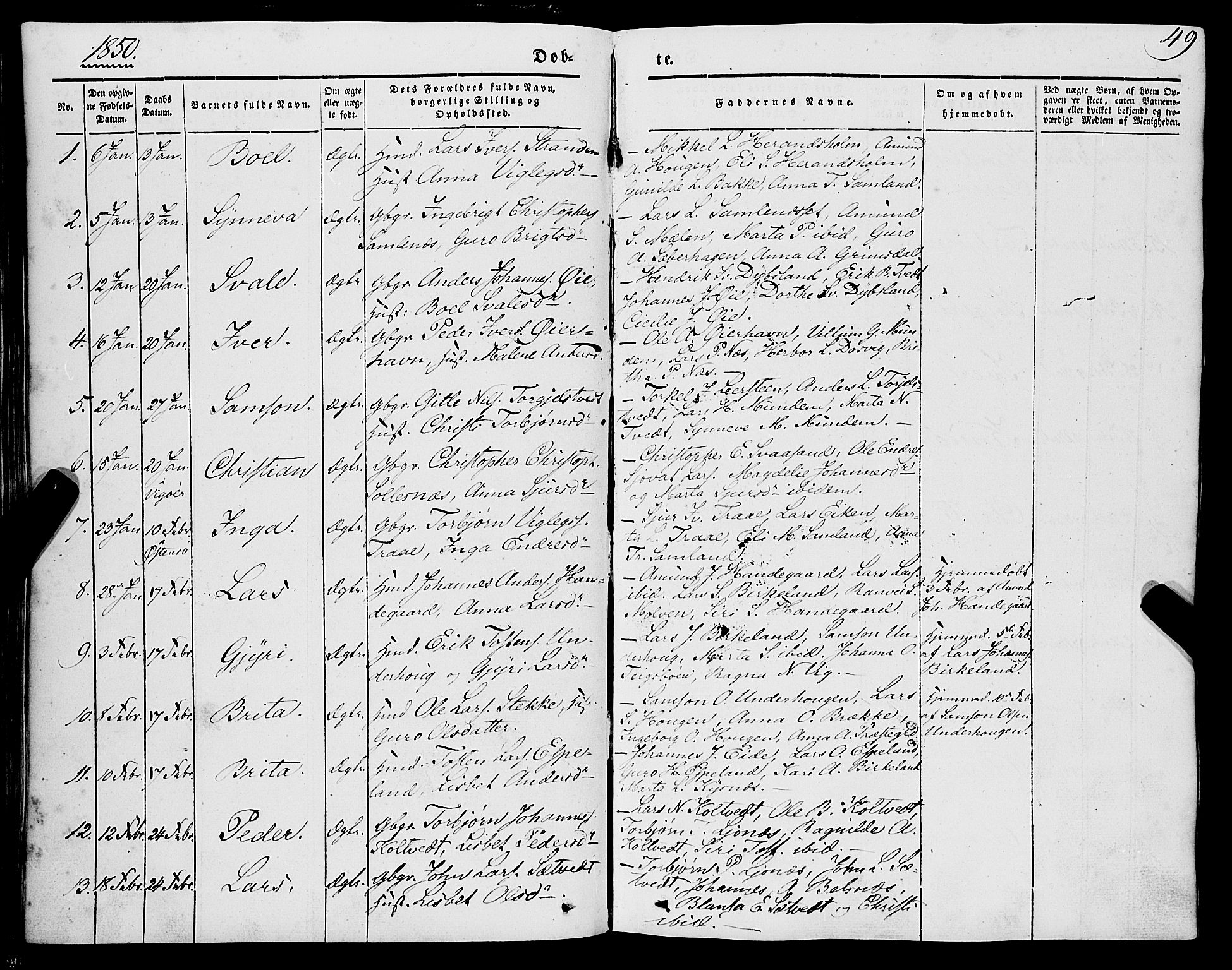 Strandebarm sokneprestembete, AV/SAB-A-78401/H/Haa: Parish register (official) no. A 7, 1844-1872, p. 49