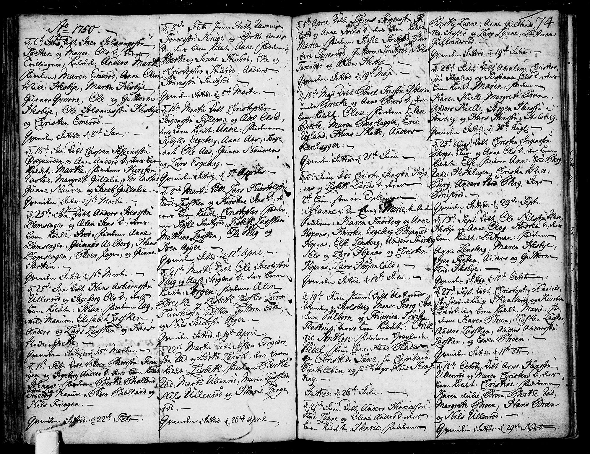 Sem kirkebøker, AV/SAKO-A-5/F/Fa/L0001: Parish register (official) no. I 1, 1702-1763, p. 74