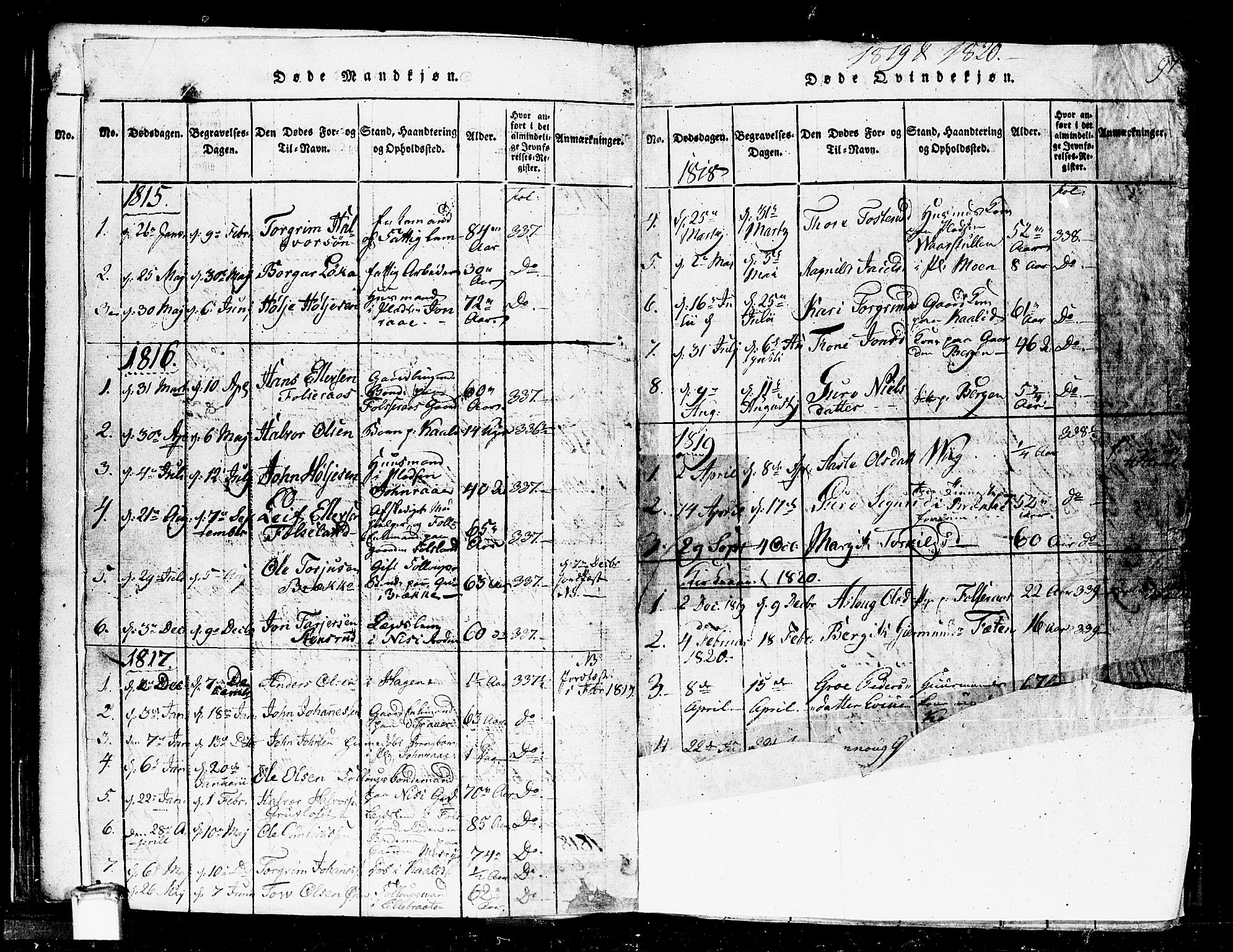 Gransherad kirkebøker, SAKO/A-267/F/Fa/L0001: Parish register (official) no. I 1, 1815-1843, p. 97