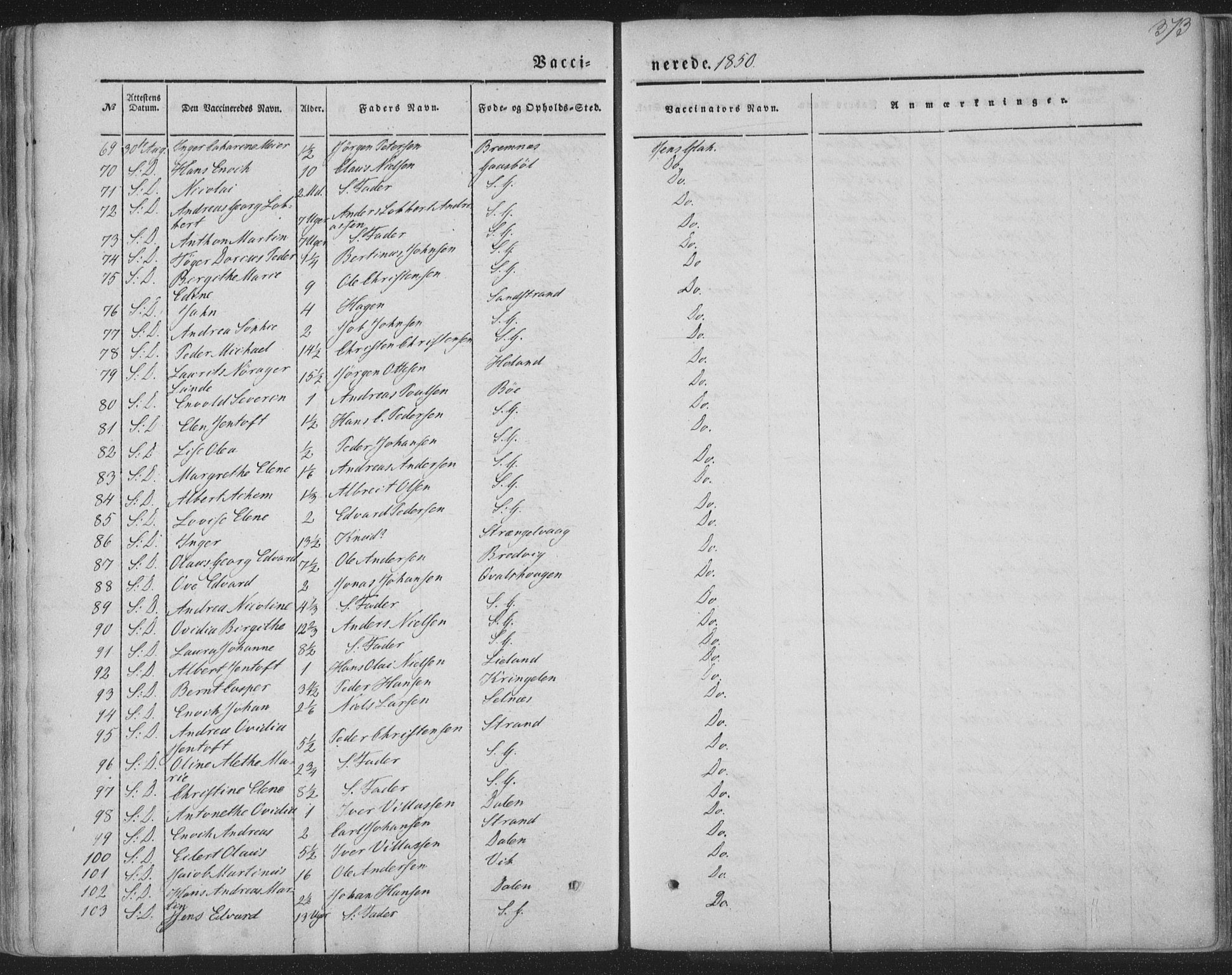 Ministerialprotokoller, klokkerbøker og fødselsregistre - Nordland, AV/SAT-A-1459/888/L1241: Parish register (official) no. 888A07, 1849-1869, p. 373