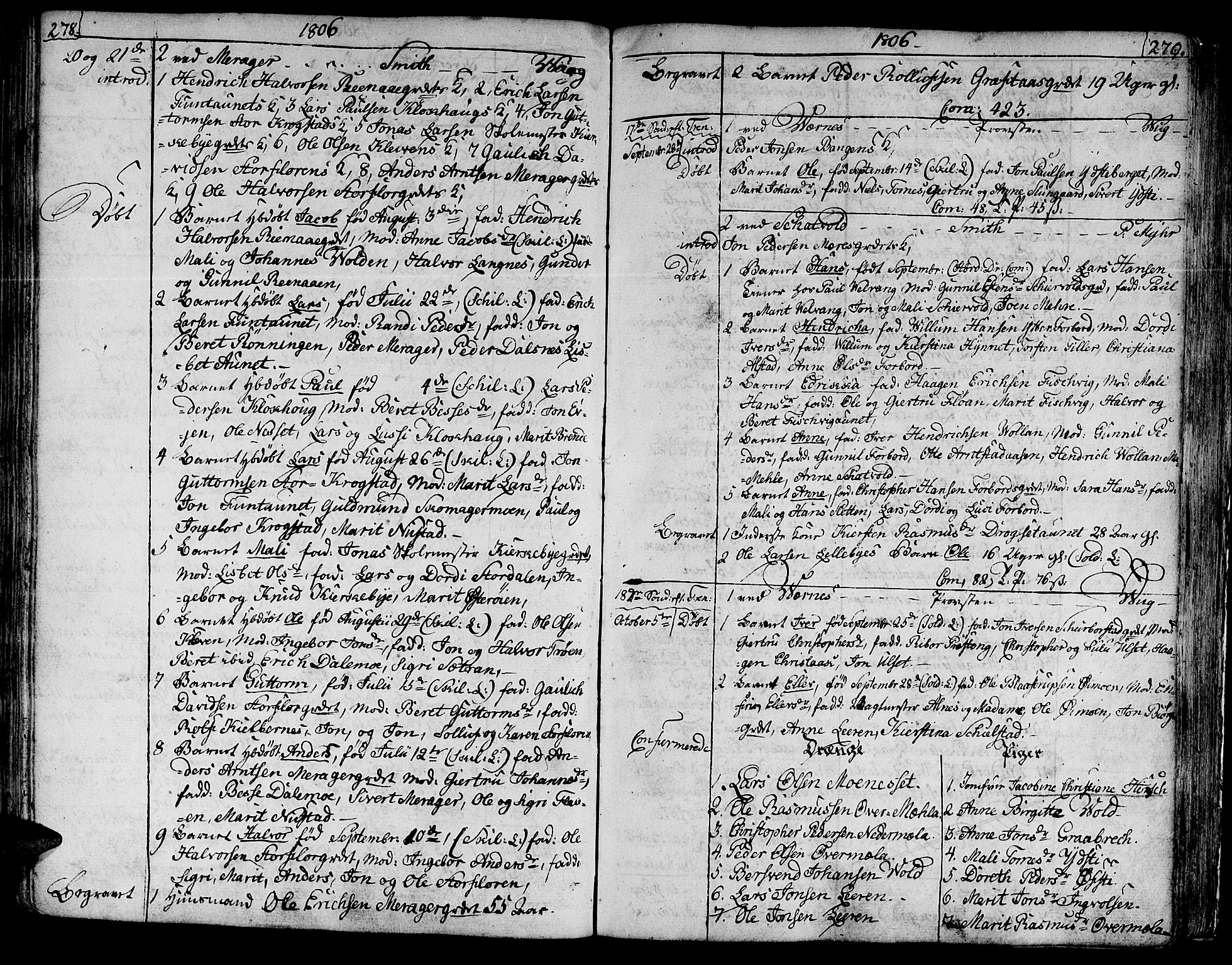 Ministerialprotokoller, klokkerbøker og fødselsregistre - Nord-Trøndelag, SAT/A-1458/709/L0060: Parish register (official) no. 709A07, 1797-1815, p. 278-279