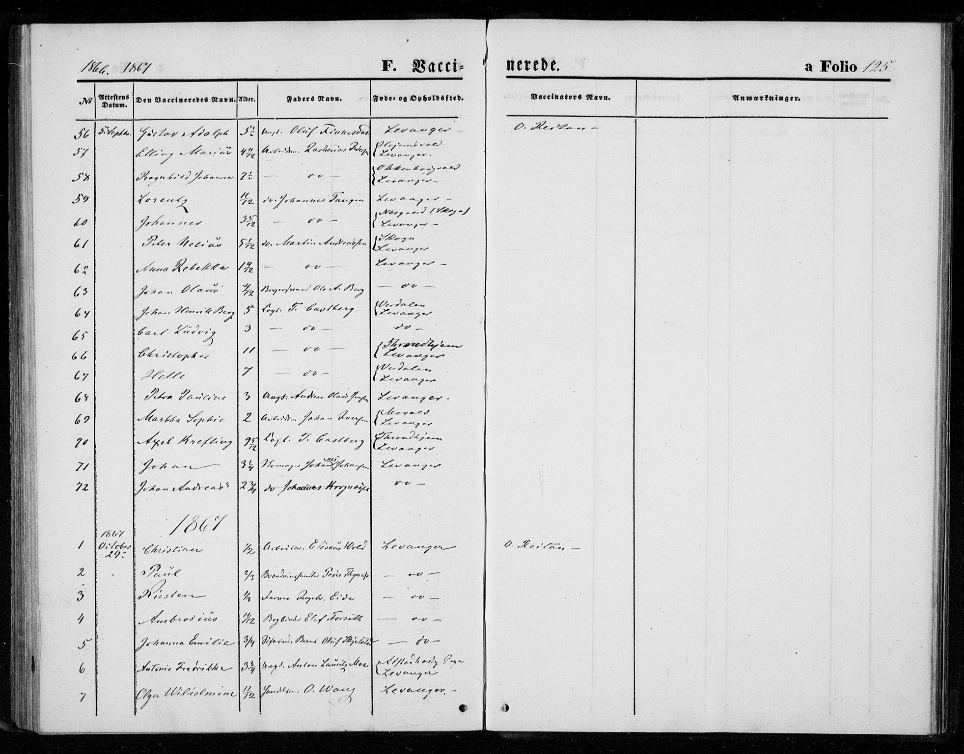 Ministerialprotokoller, klokkerbøker og fødselsregistre - Nord-Trøndelag, SAT/A-1458/720/L0186: Parish register (official) no. 720A03, 1864-1874, p. 125