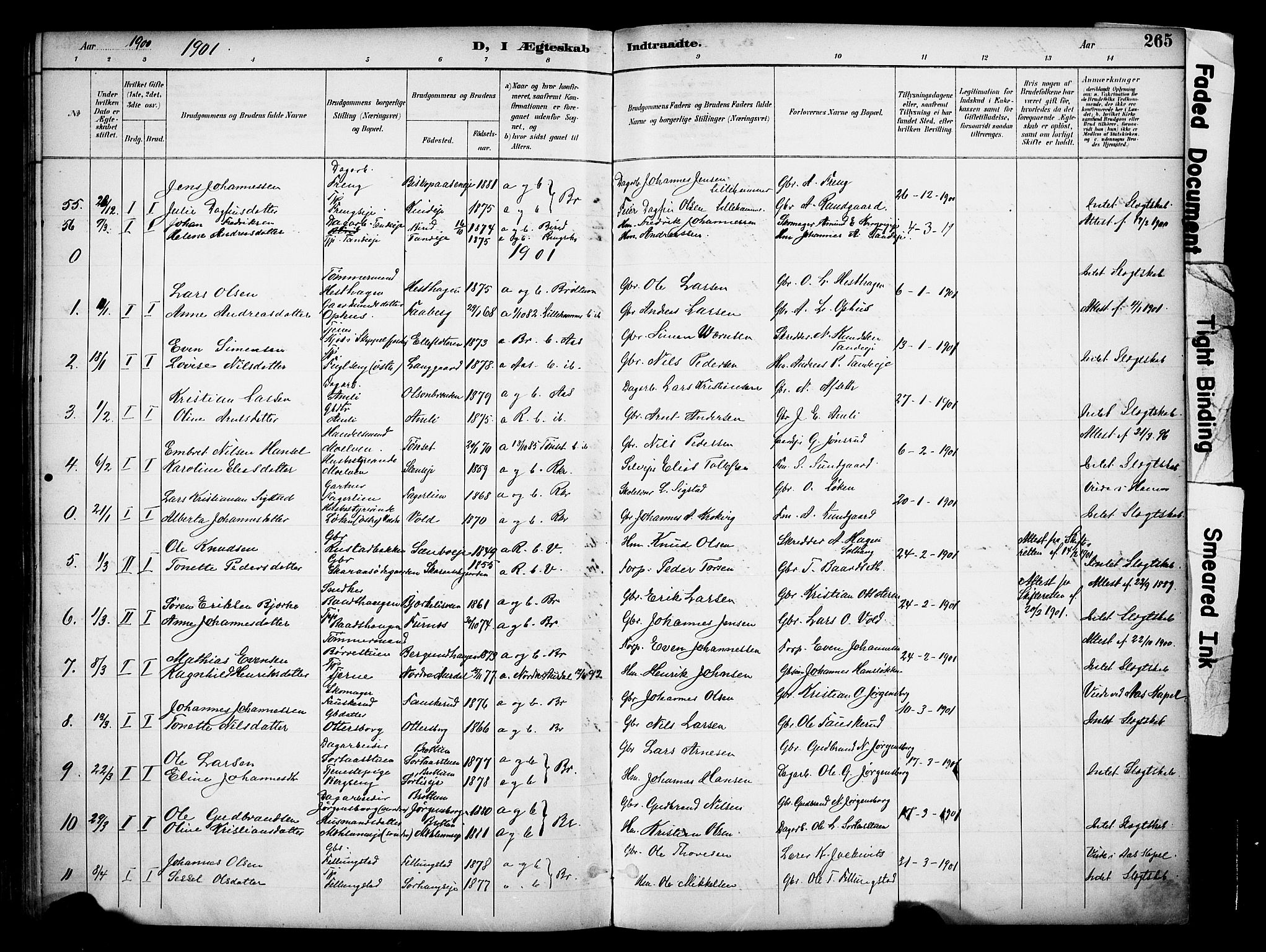 Ringsaker prestekontor, SAH/PREST-014/K/Ka/L0017: Parish register (official) no. 17, 1891-1902, p. 265