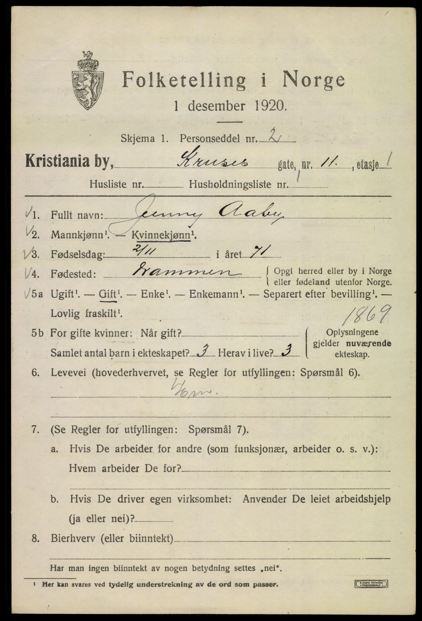 SAO, 1920 census for Kristiania, 1920, p. 354507