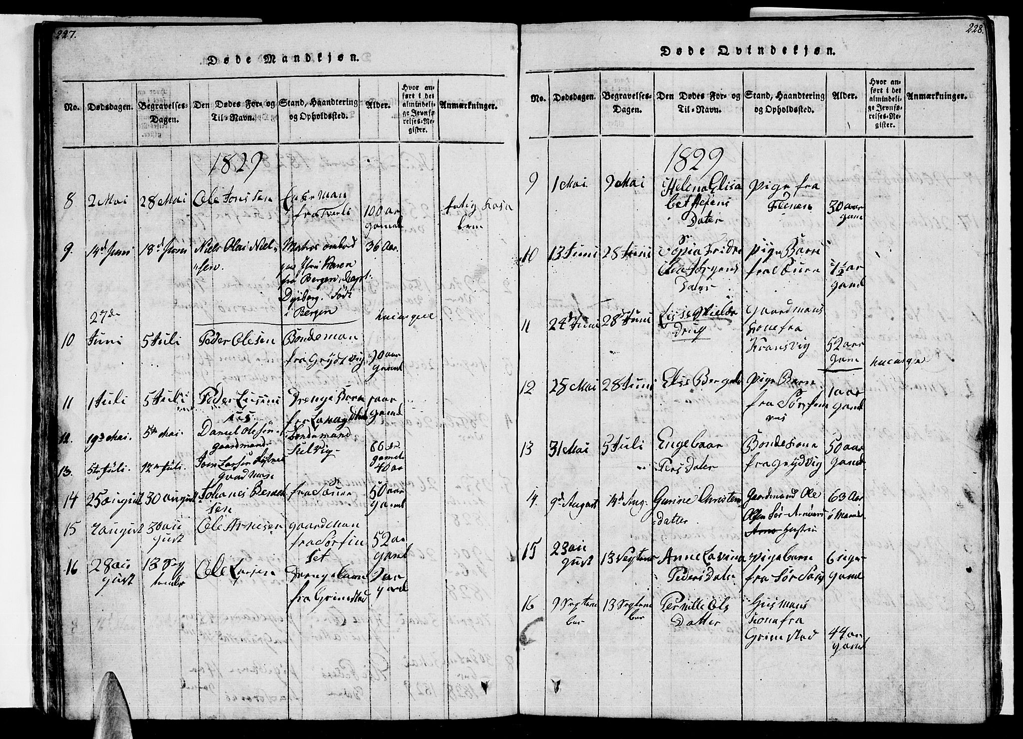 Ministerialprotokoller, klokkerbøker og fødselsregistre - Nordland, AV/SAT-A-1459/805/L0105: Parish register (copy) no. 805C01, 1820-1839, p. 227-228