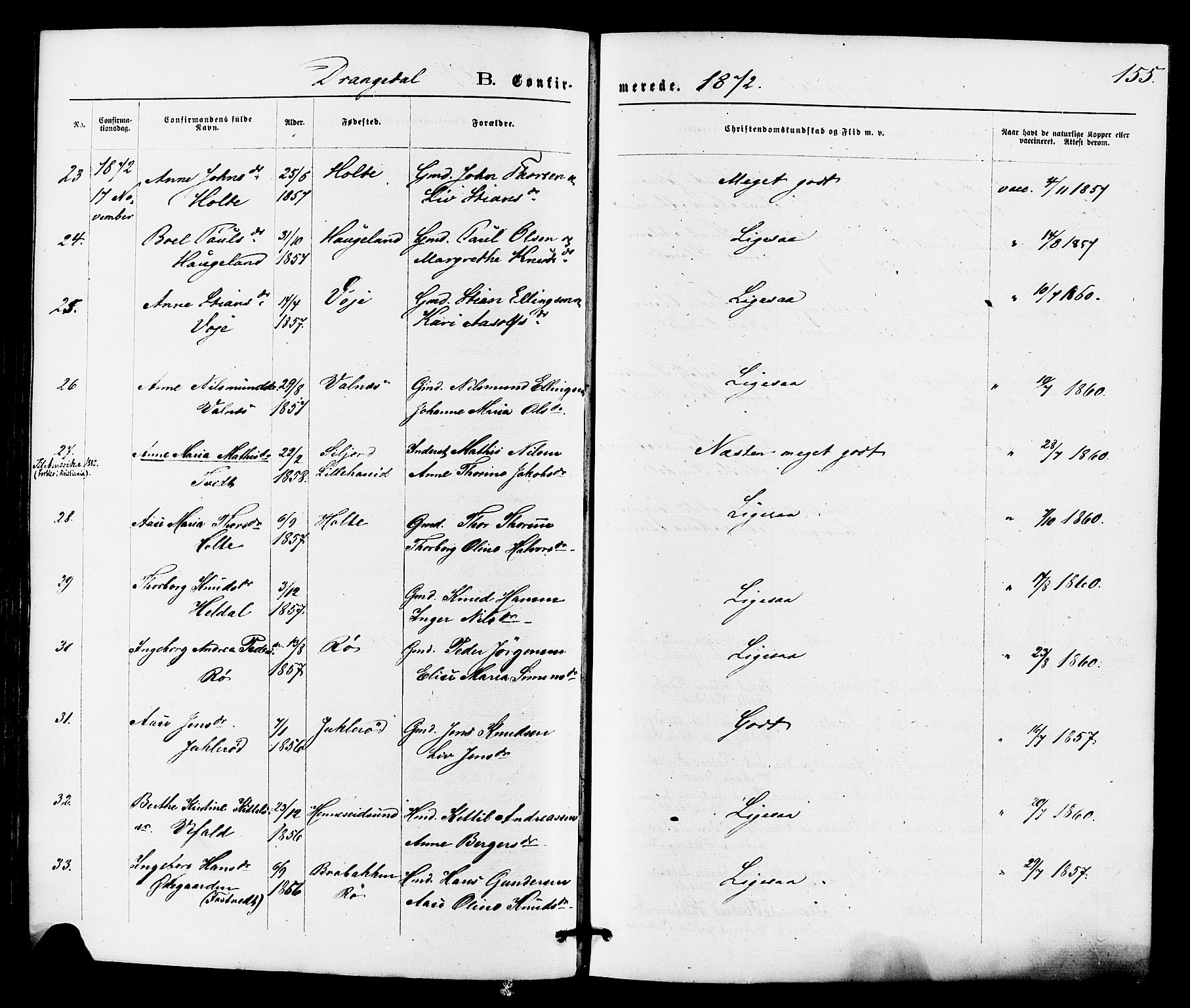 Drangedal kirkebøker, SAKO/A-258/F/Fa/L0009: Parish register (official) no. 9 /1, 1872-1884, p. 155