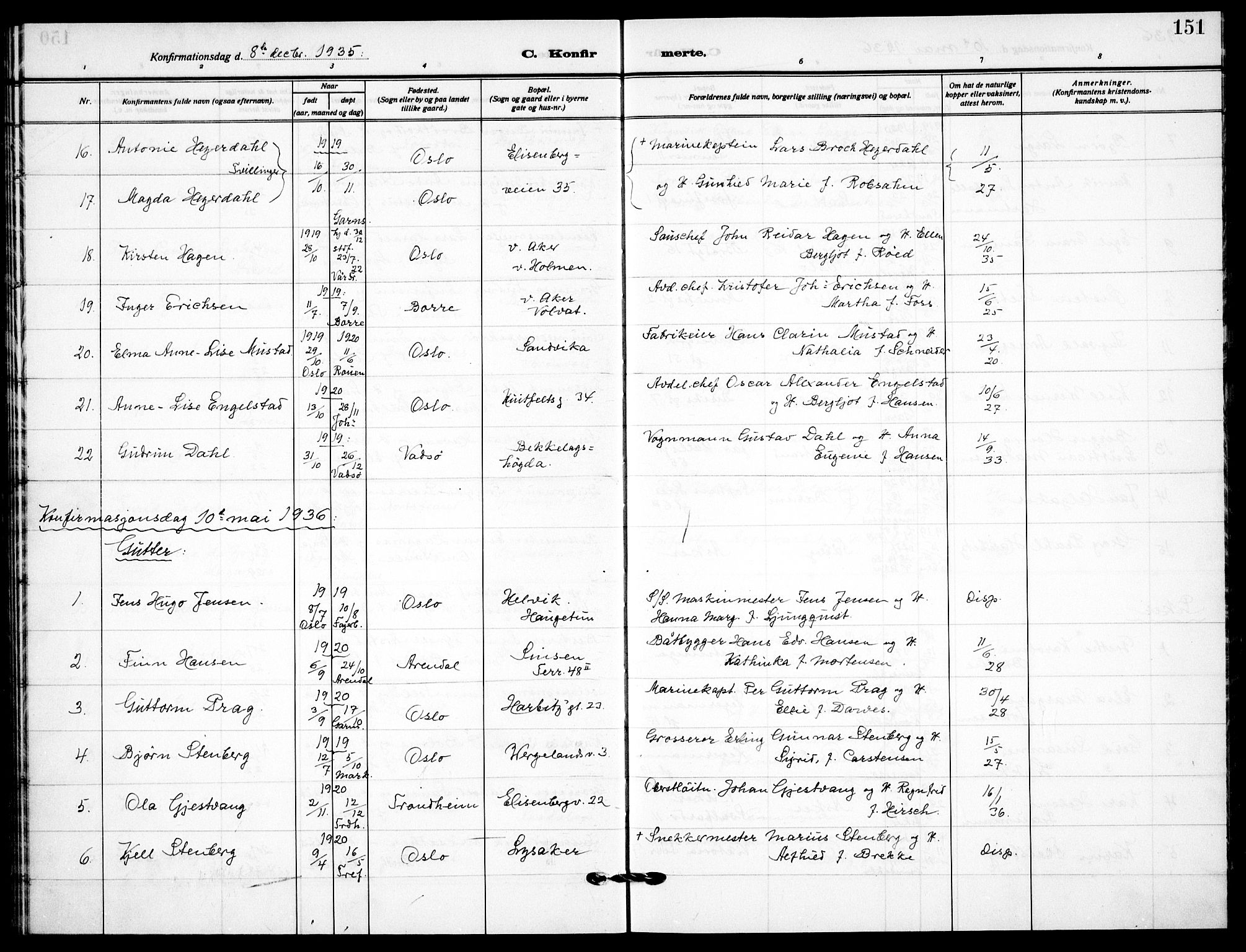 Garnisonsmenigheten Kirkebøker, AV/SAO-A-10846/F/Fa/L0017: Parish register (official) no. 17, 1926-1937, p. 151