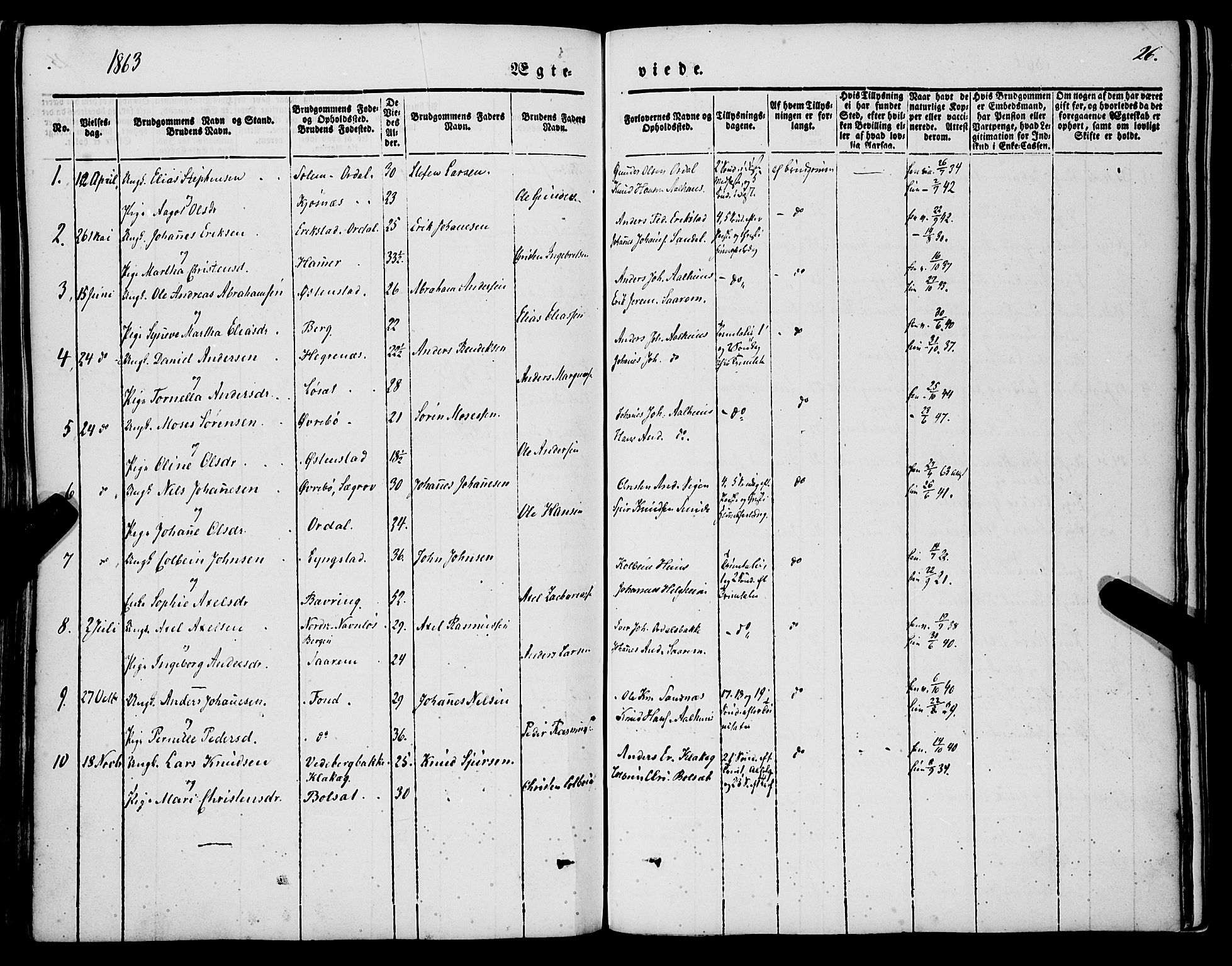 Jølster sokneprestembete, SAB/A-80701/H/Haa/Haaa/L0010: Parish register (official) no. A 10, 1847-1865, p. 26