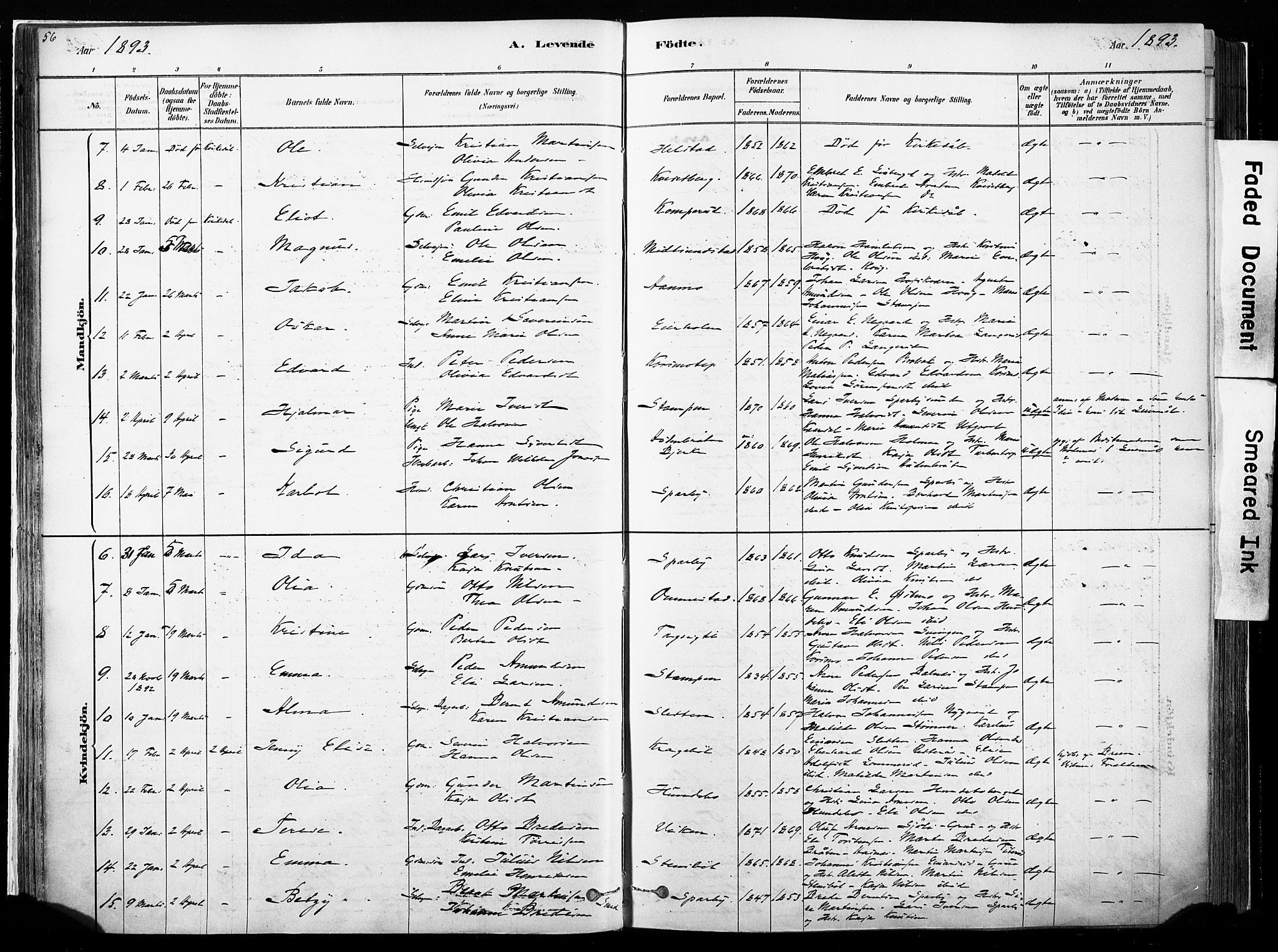 Hof prestekontor, SAH/PREST-038/H/Ha/Haa/L0010: Parish register (official) no. 10, 1878-1909, p. 56