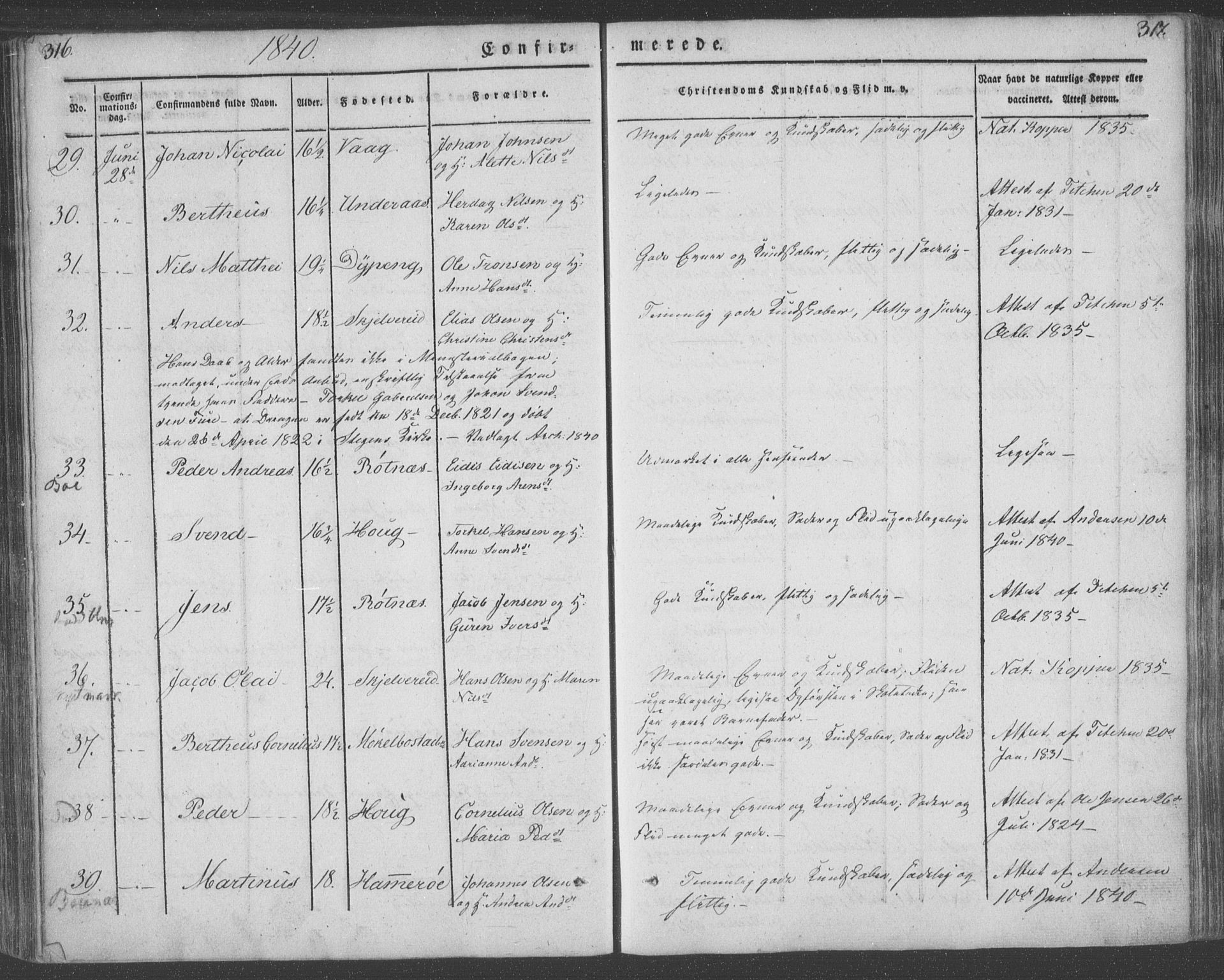 Ministerialprotokoller, klokkerbøker og fødselsregistre - Nordland, AV/SAT-A-1459/855/L0799: Parish register (official) no. 855A07, 1834-1852, p. 316-317