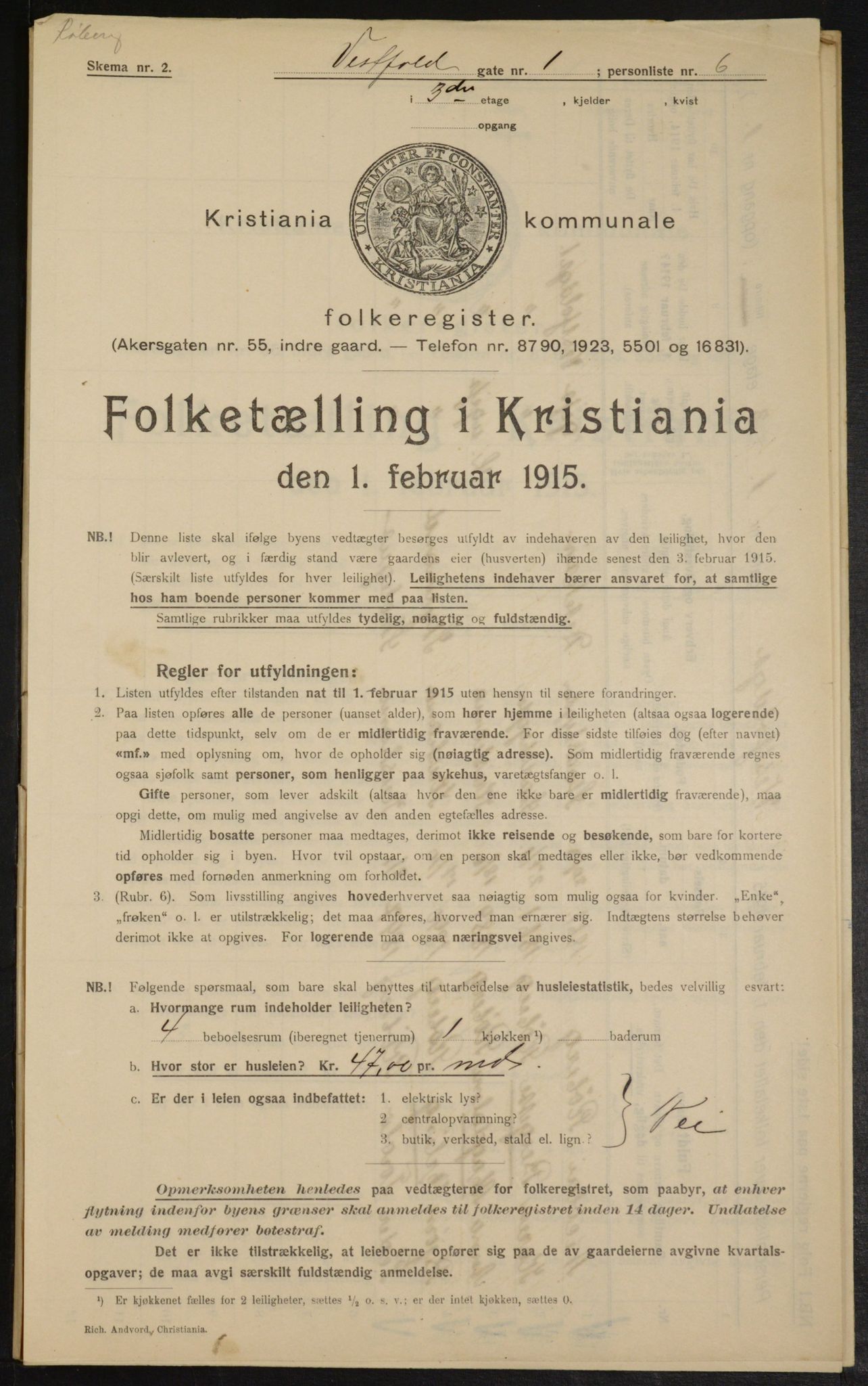 OBA, Municipal Census 1915 for Kristiania, 1915, p. 122977