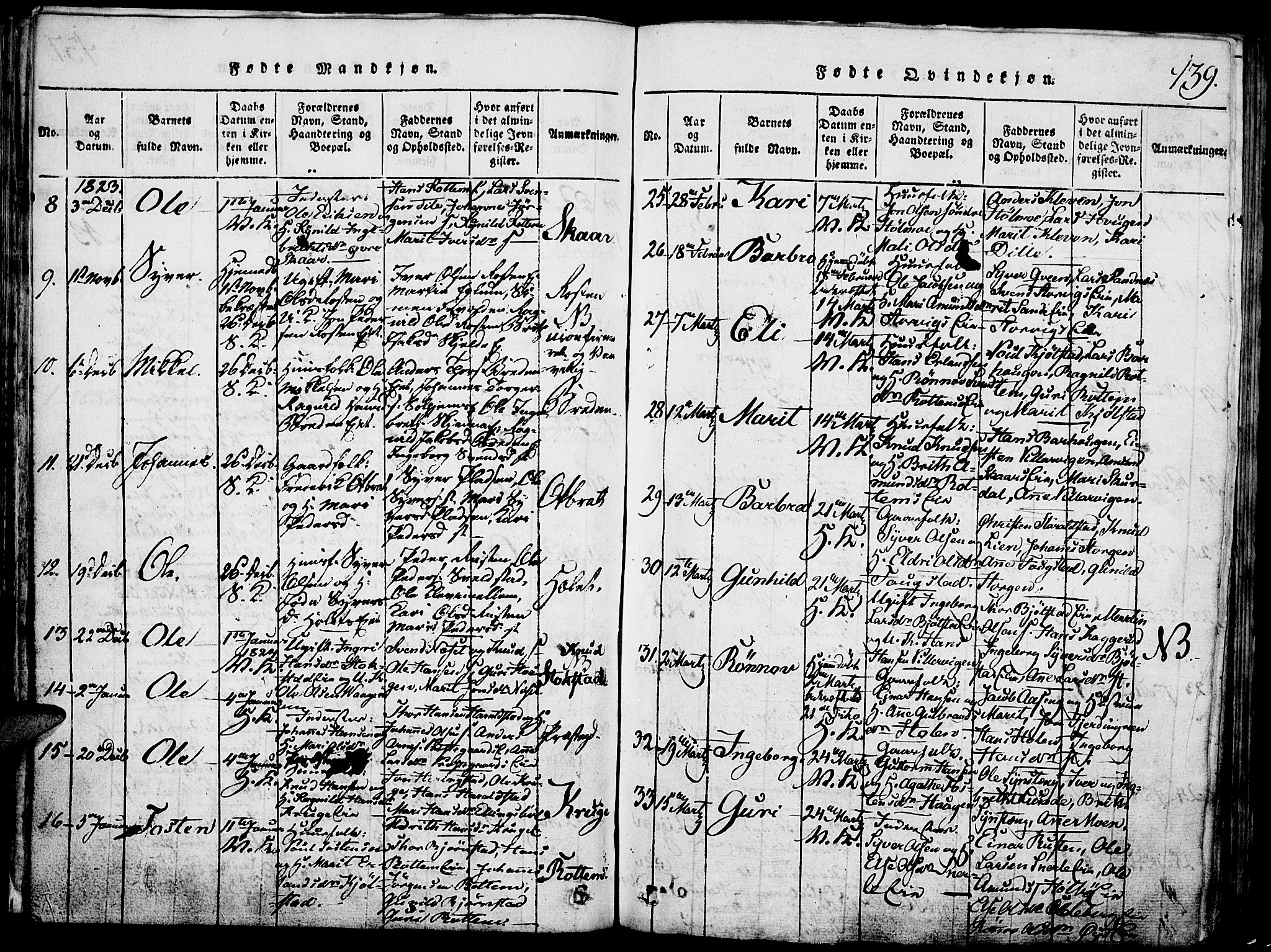 Vågå prestekontor, AV/SAH-PREST-076/H/Ha/Hab/L0001: Parish register (copy) no. 1, 1815-1827, p. 138-139