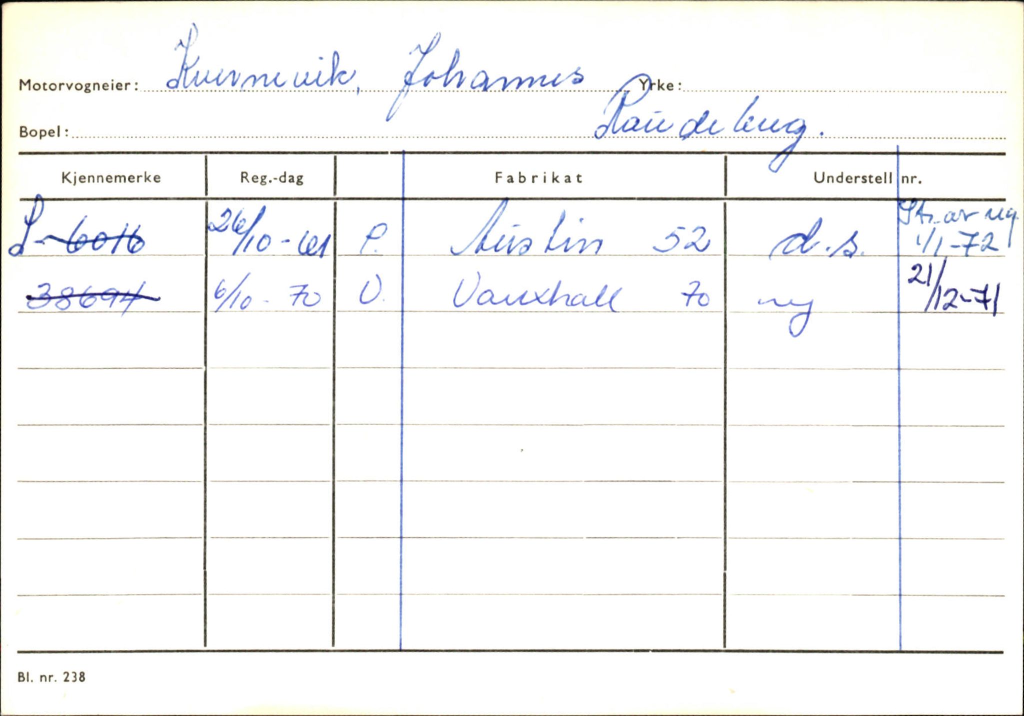 Statens vegvesen, Sogn og Fjordane vegkontor, AV/SAB-A-5301/4/F/L0144: Registerkort Vågsøy A-R, 1945-1975, p. 1588