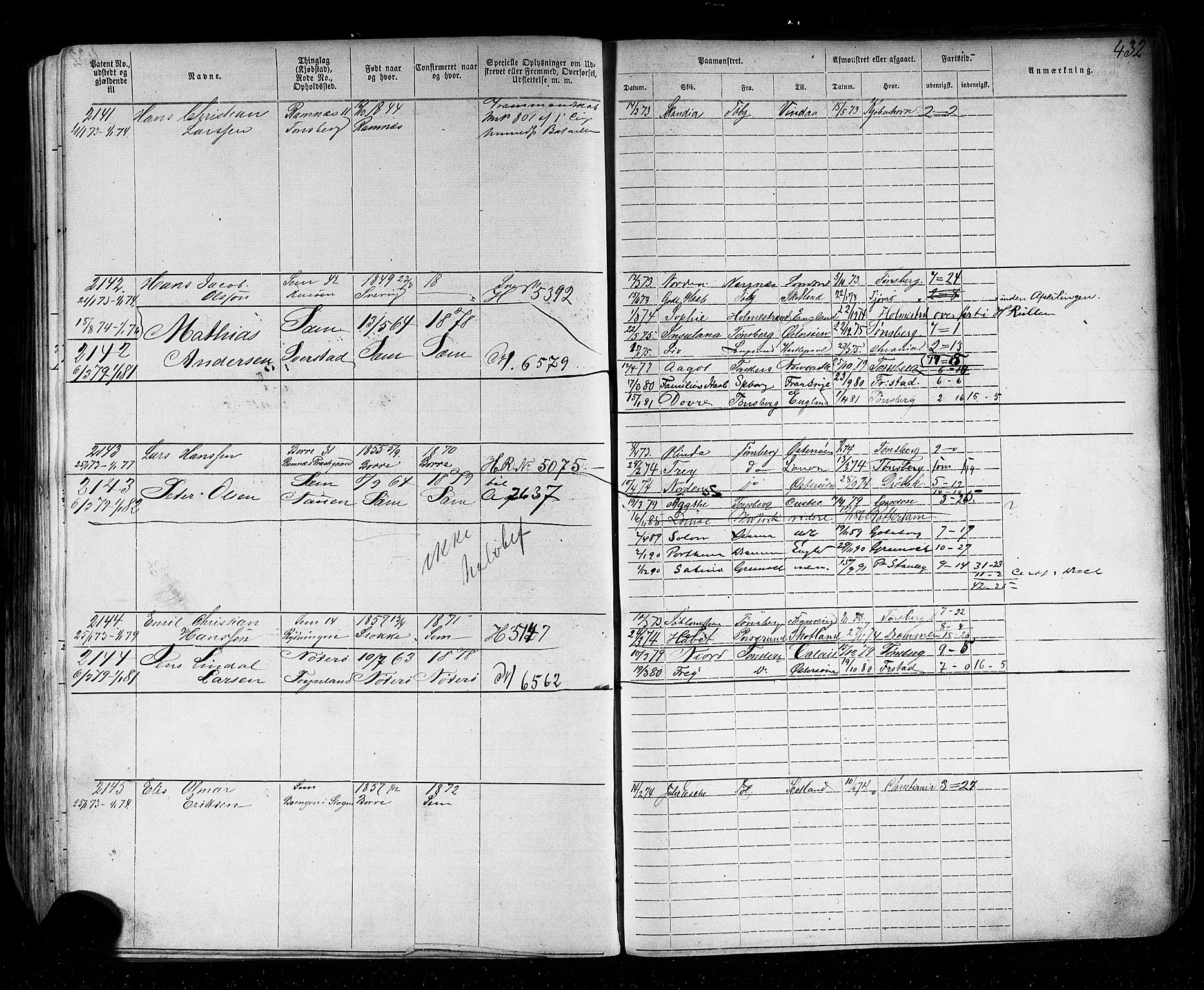 Tønsberg innrulleringskontor, AV/SAKO-A-786/F/Fb/L0002: Annotasjonsrulle Patent nr. 1-2635, 1869-1877, p. 473