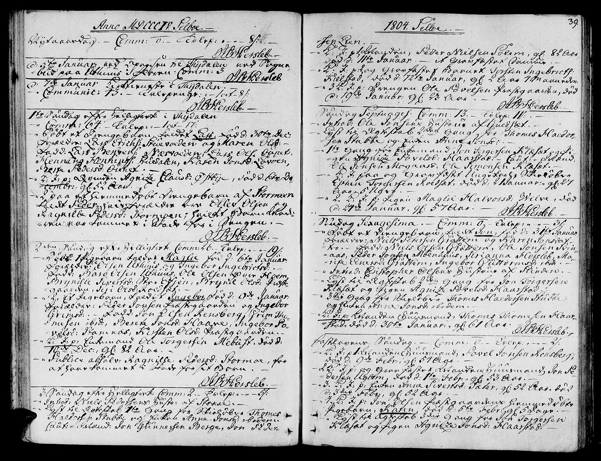 Ministerialprotokoller, klokkerbøker og fødselsregistre - Sør-Trøndelag, SAT/A-1456/695/L1140: Parish register (official) no. 695A03, 1801-1815, p. 39