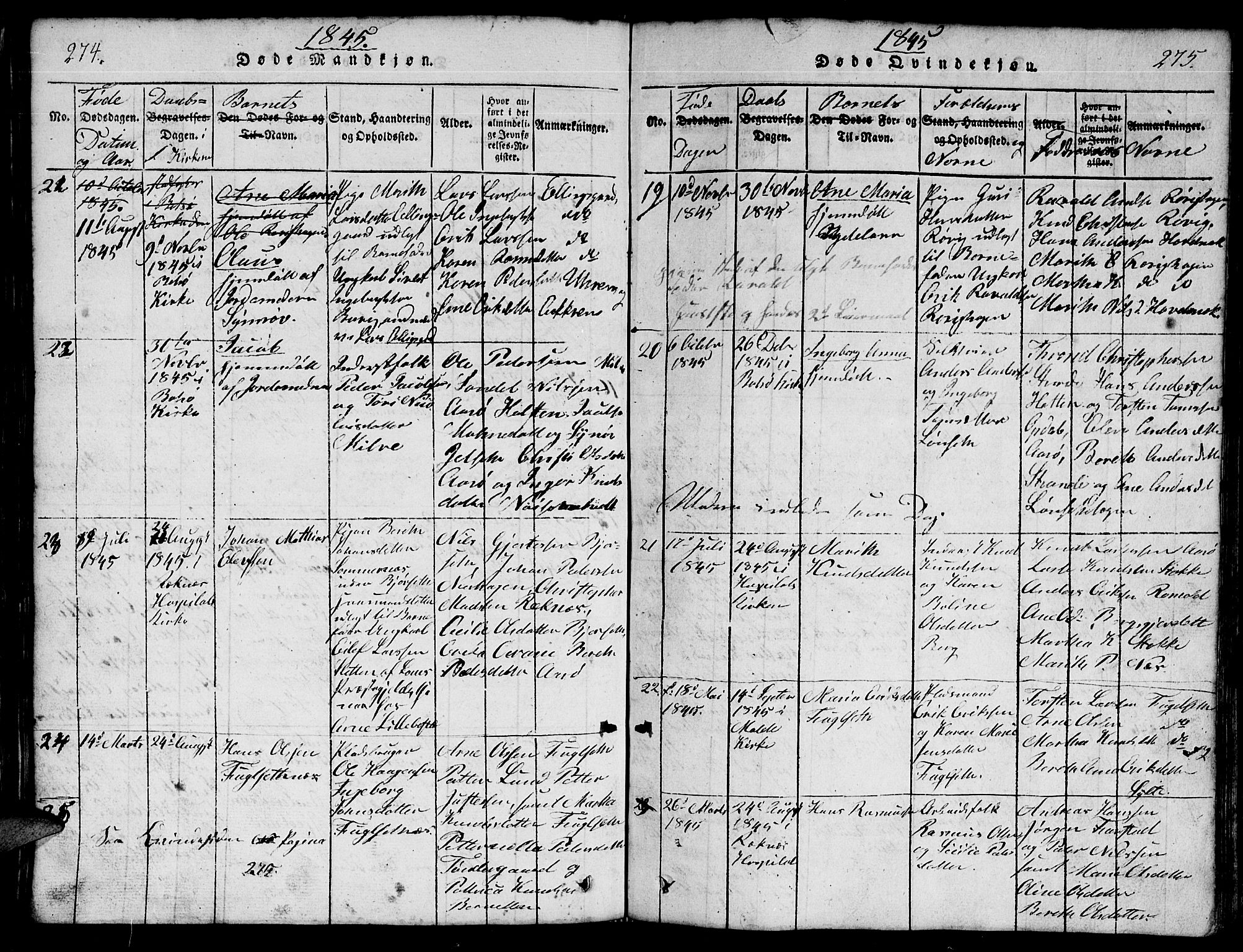 Ministerialprotokoller, klokkerbøker og fødselsregistre - Møre og Romsdal, AV/SAT-A-1454/555/L0665: Parish register (copy) no. 555C01, 1818-1868, p. 274-275