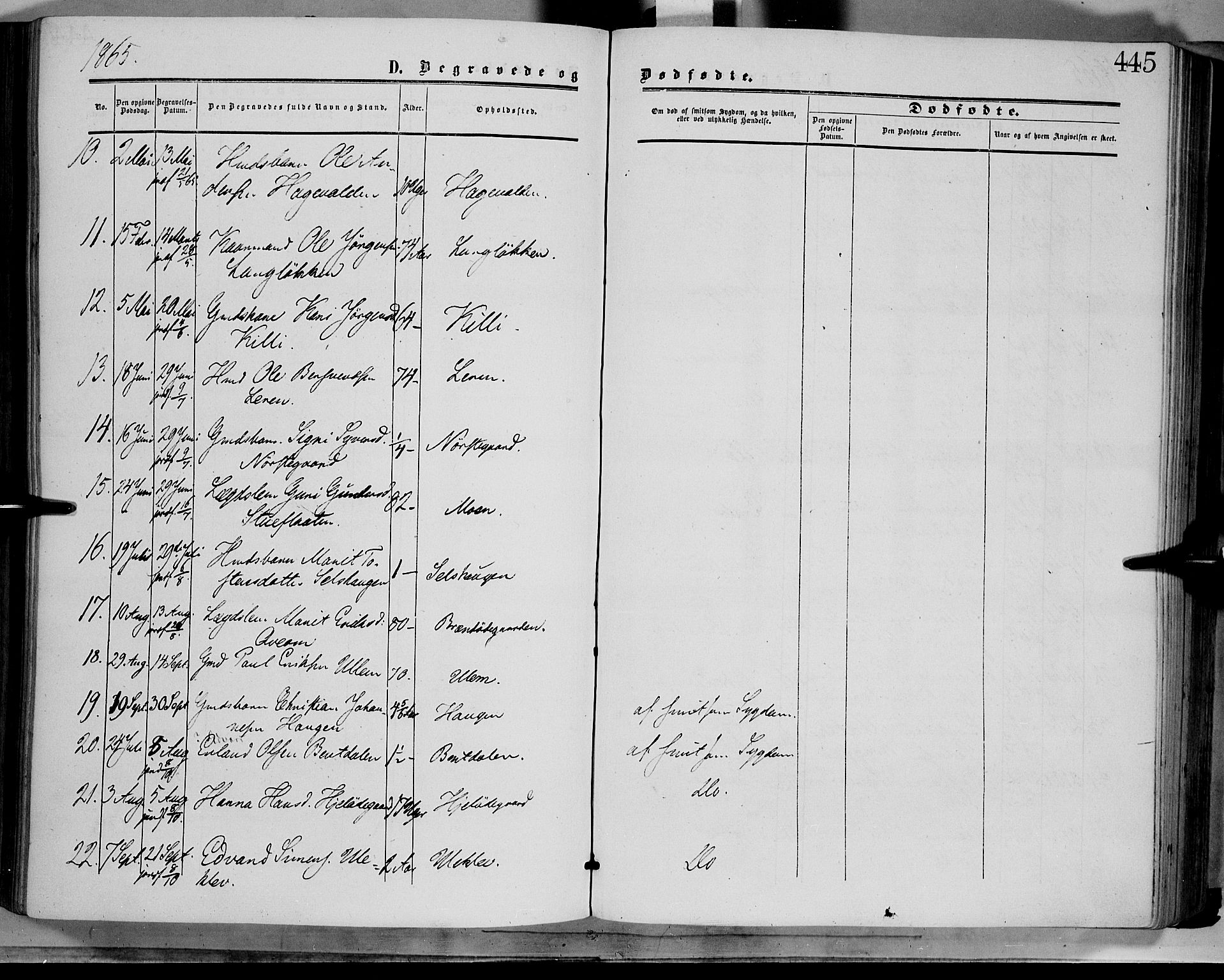 Dovre prestekontor, AV/SAH-PREST-066/H/Ha/Haa/L0001: Parish register (official) no. 1, 1854-1878, p. 445