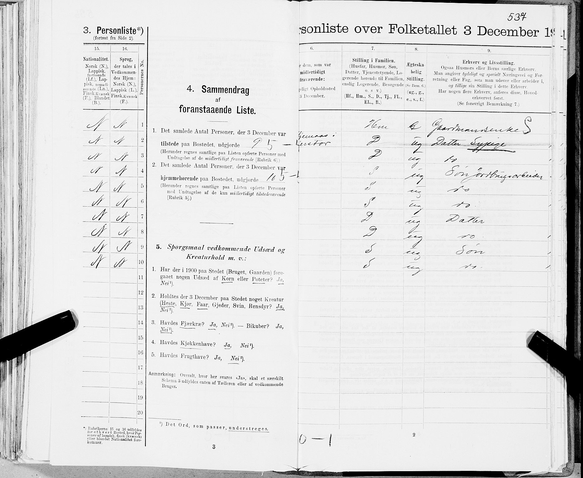 SAT, 1900 census for Skjerstad, 1900, p. 1998