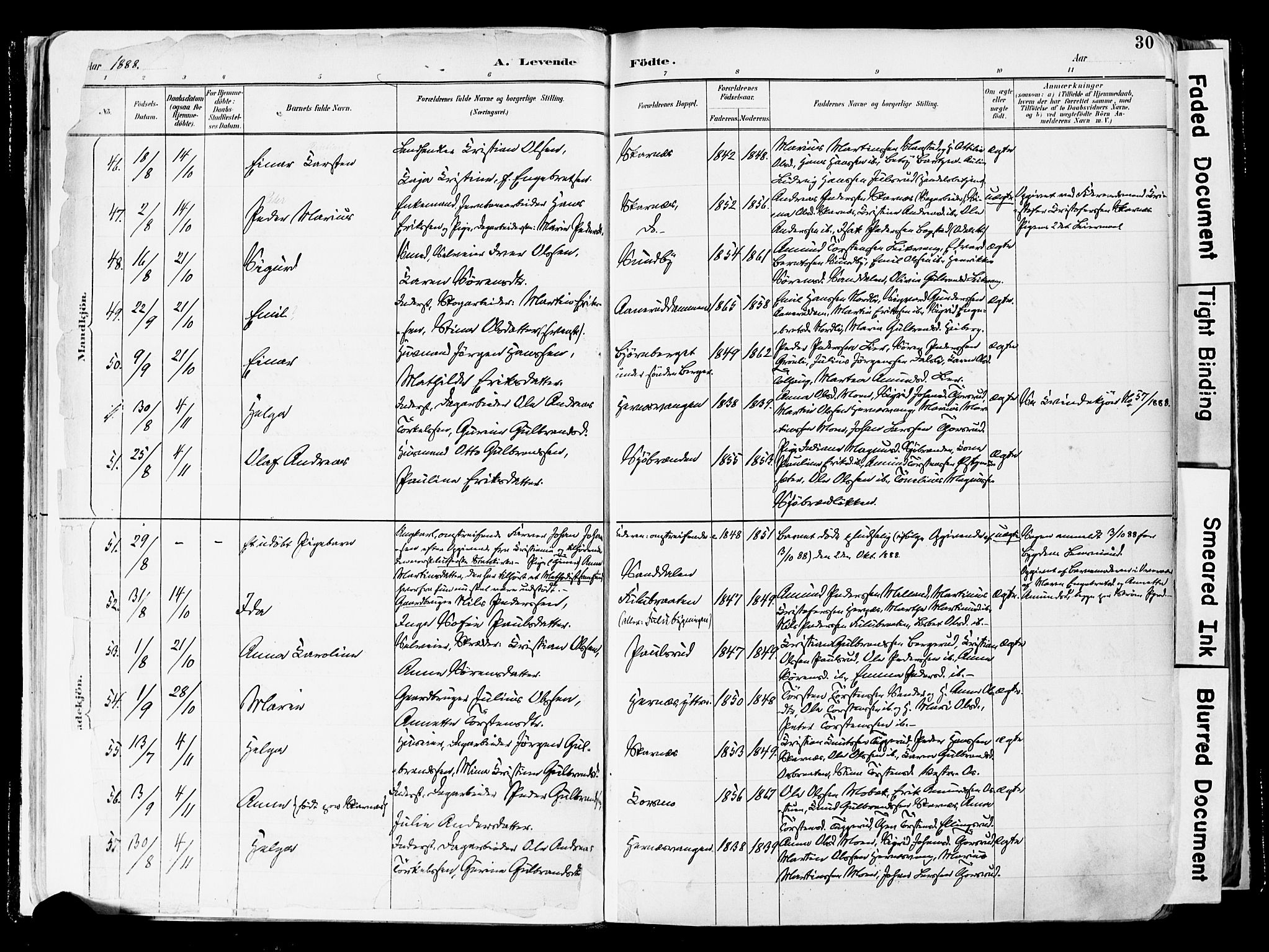 Sør-Odal prestekontor, AV/SAH-PREST-030/H/Ha/Haa/L0006: Parish register (official) no. 6, 1886-1931, p. 30