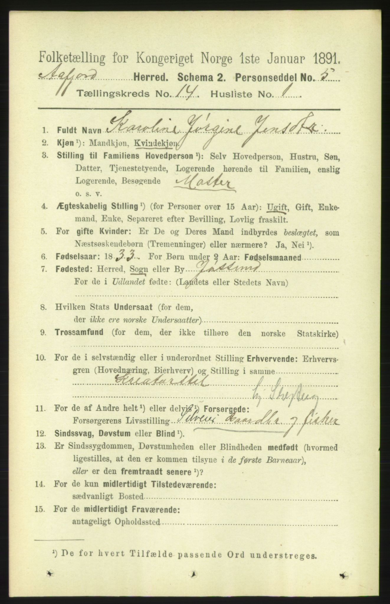 RA, 1891 census for 1630 Åfjord, 1891, p. 4619