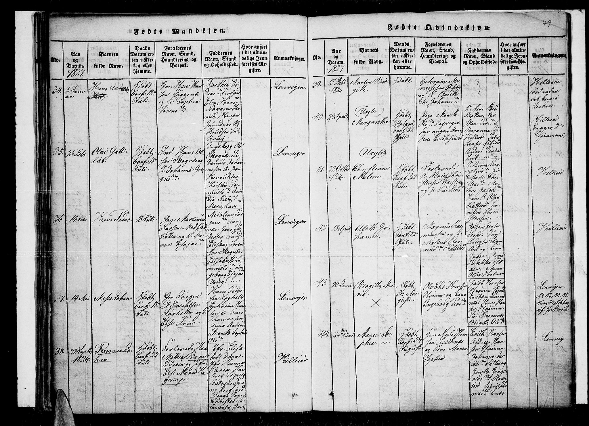 Lenvik sokneprestembete, SATØ/S-1310/H/Ha/Haa/L0003kirke: Parish register (official) no. 3, 1820-1831, p. 49