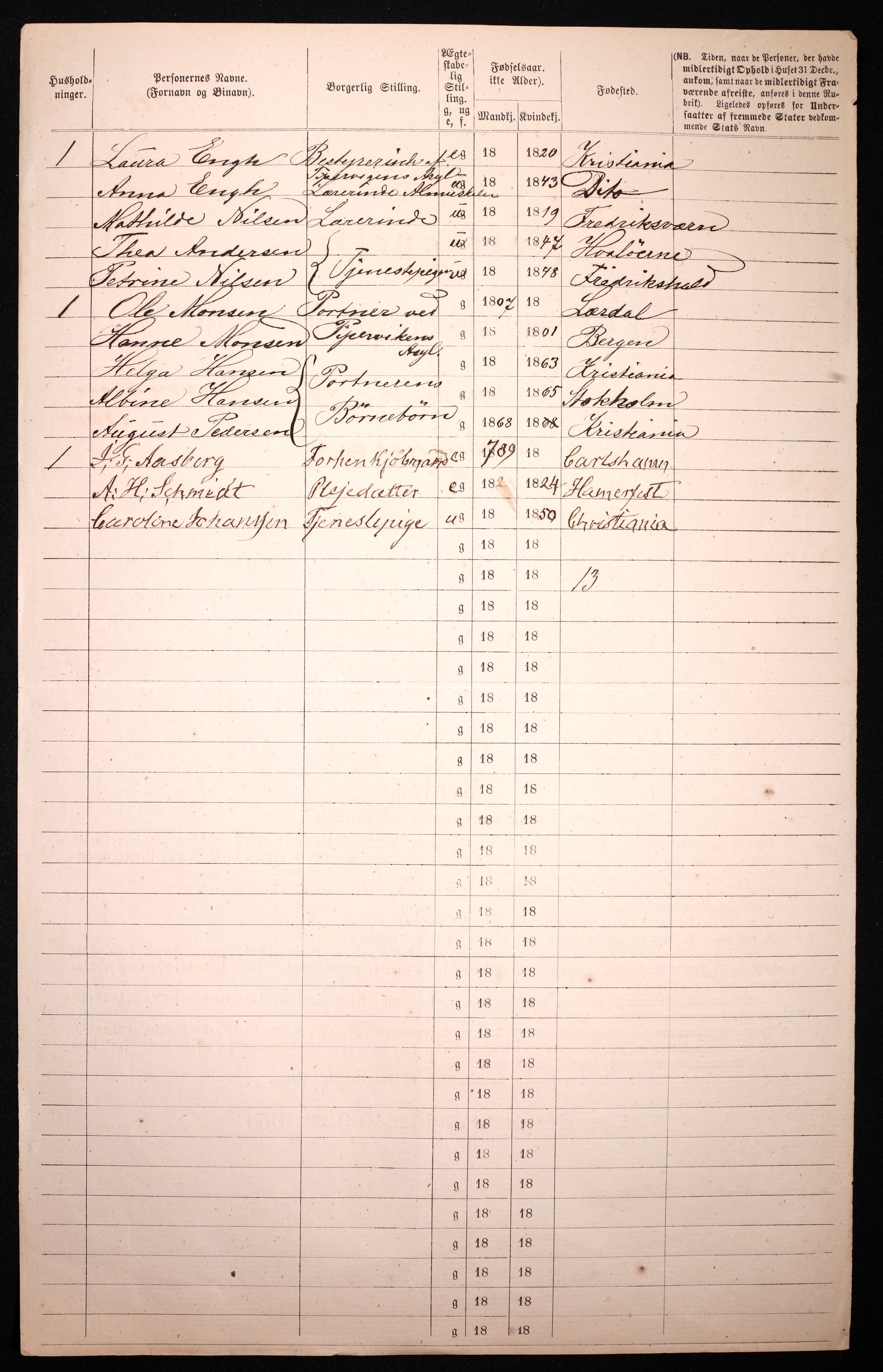 RA, 1870 census for 0301 Kristiania, 1870, p. 900