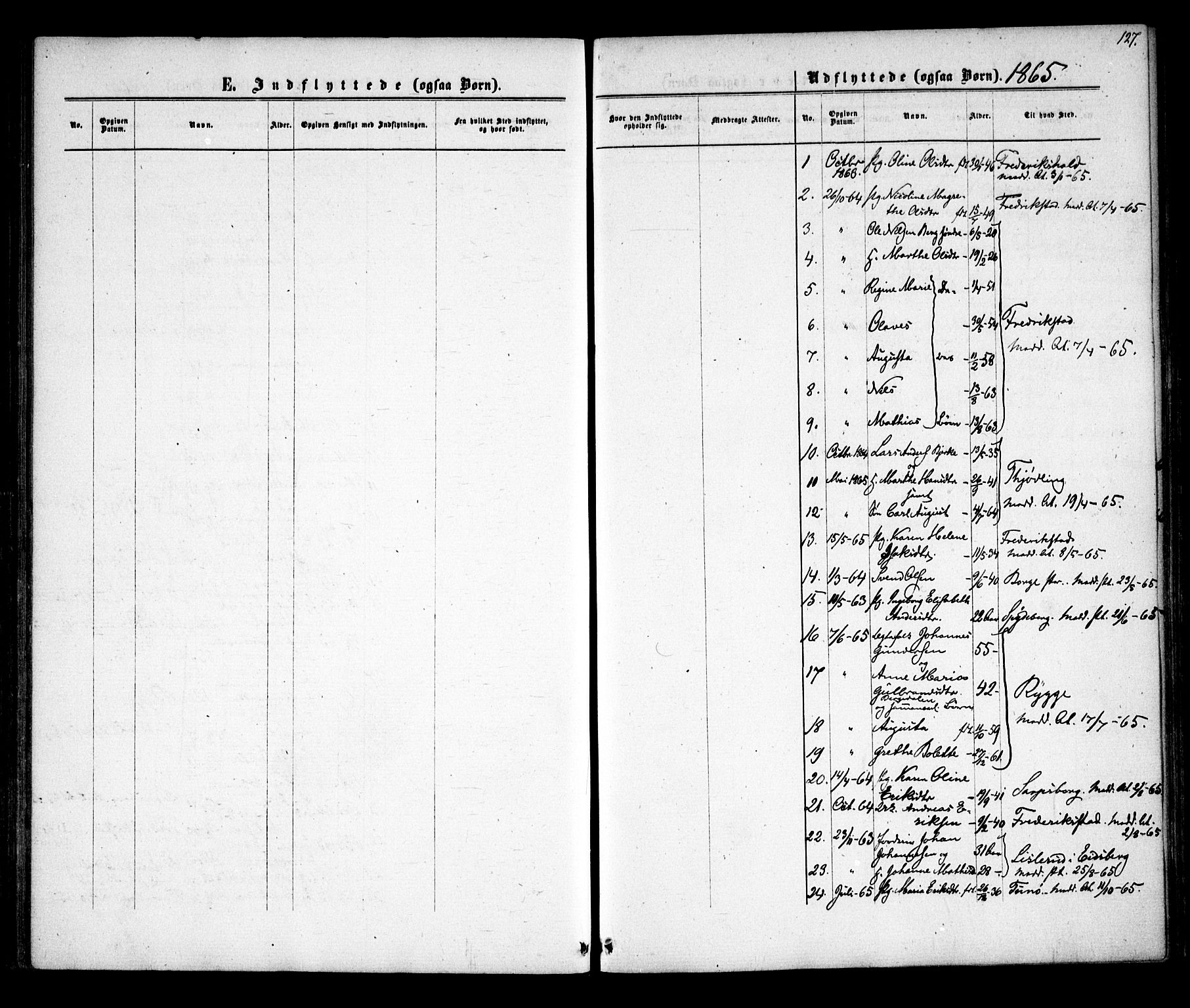 Skiptvet prestekontor Kirkebøker, SAO/A-20009/F/Fa/L0007: Parish register (official) no. 7, 1861-1866, p. 127