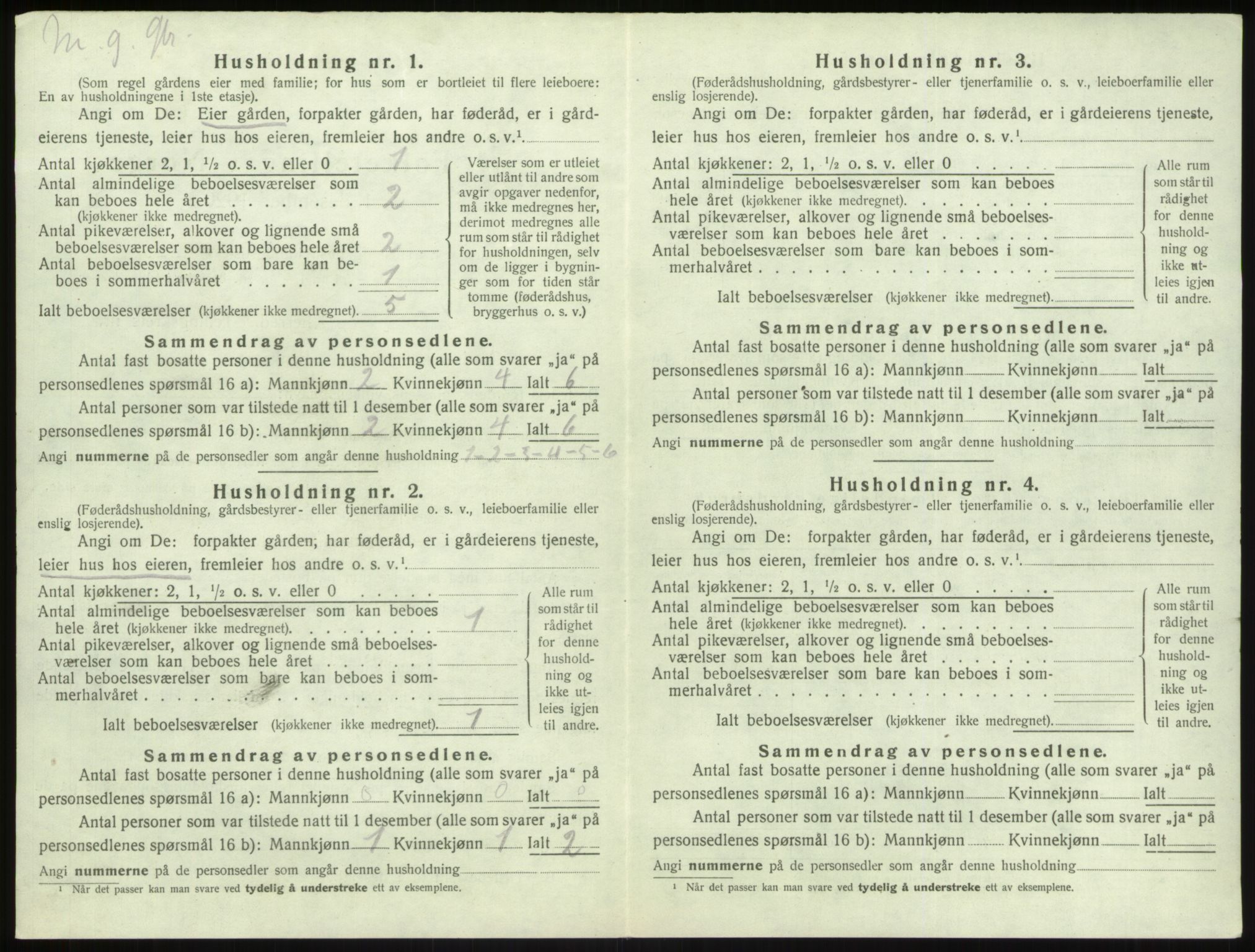 SAB, 1920 census for Vik, 1920, p. 1022