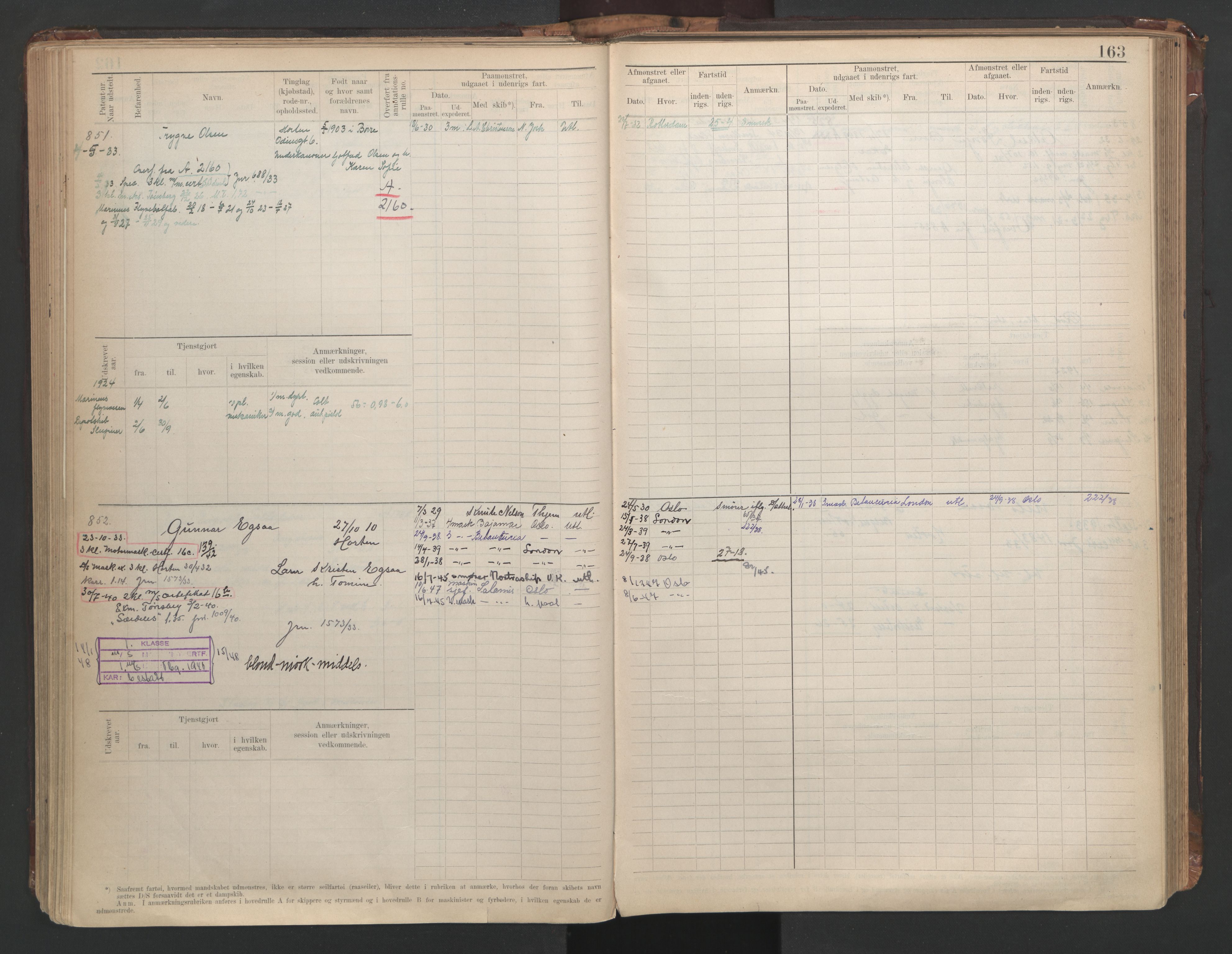 Horten innrulleringskontor, AV/SAKO-A-785/F/Fe/L0008: Maskinist, fyrbøterrulle, 1911-1948, p. 163