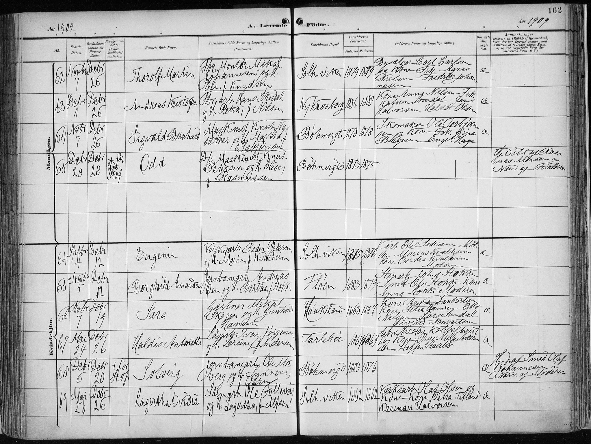 Årstad Sokneprestembete, SAB/A-79301/H/Haa/L0002: Parish register (official) no. A 2, 1899-1914, p. 162