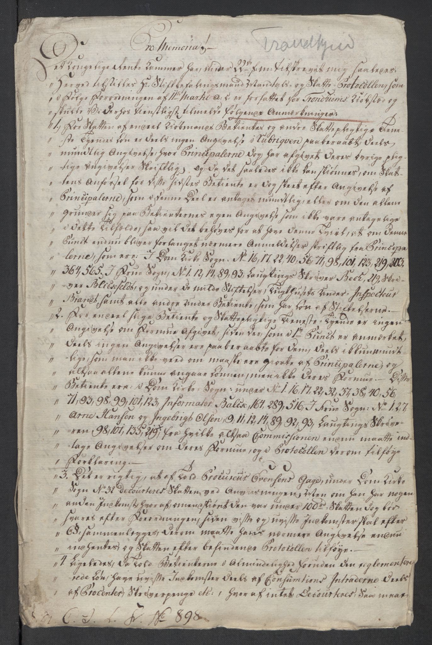 Rentekammeret inntil 1814, Reviderte regnskaper, Mindre regnskaper, RA/EA-4068/Rf/Rfe/L0052:  Trondheim, 1789, p. 3