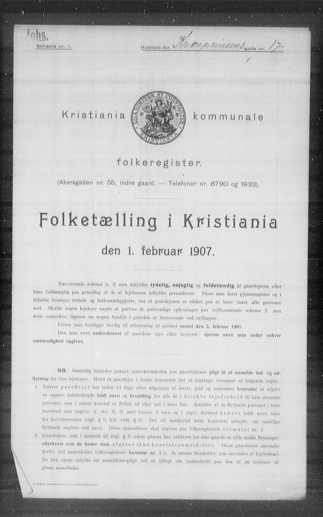 OBA, Municipal Census 1907 for Kristiania, 1907, p. 27932