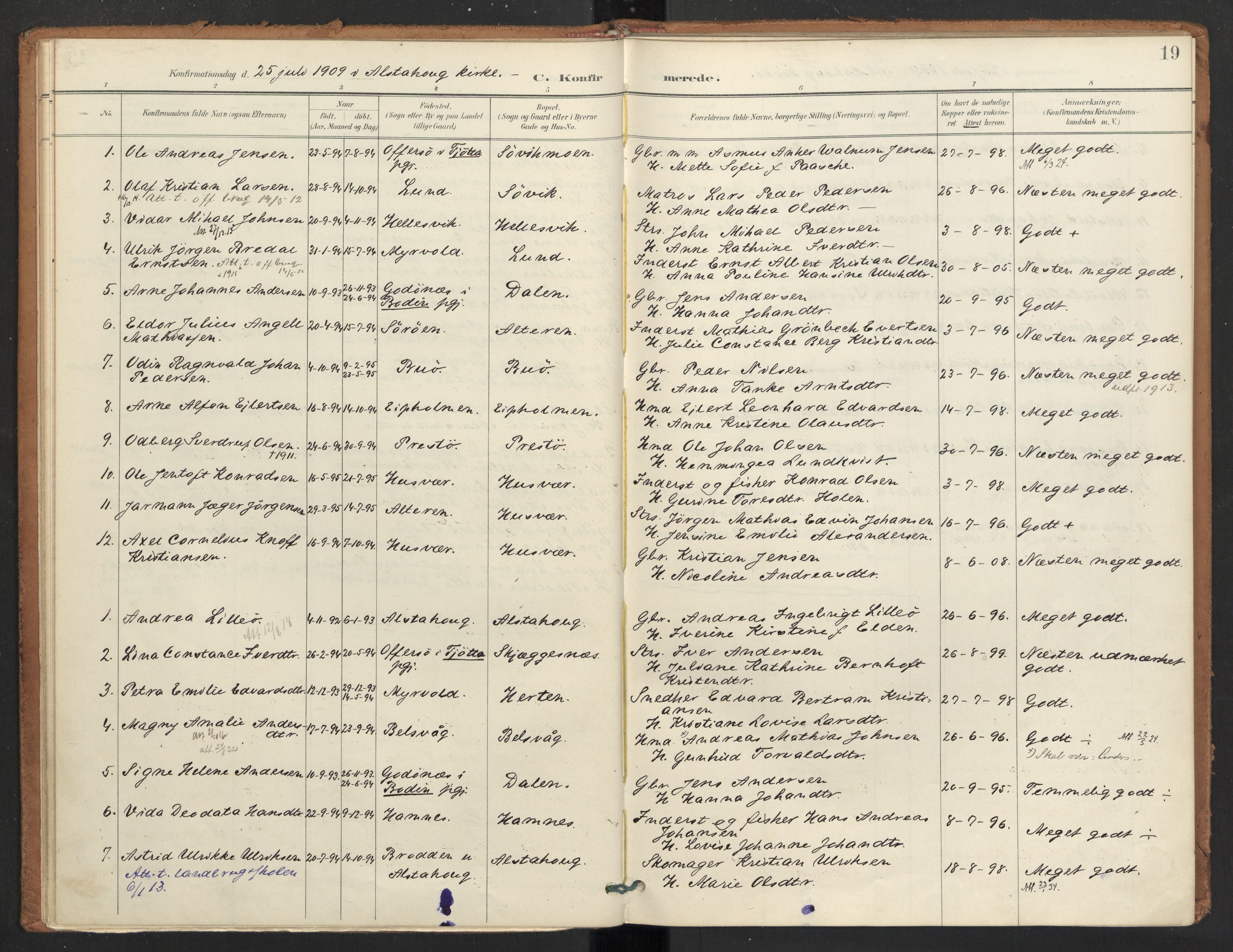 Ministerialprotokoller, klokkerbøker og fødselsregistre - Nordland, SAT/A-1459/830/L0454: Parish register (official) no. 830A18, 1897-1913, p. 19