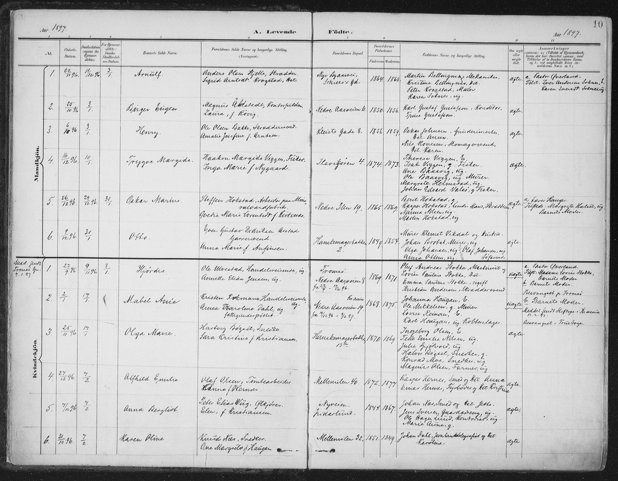 Ministerialprotokoller, klokkerbøker og fødselsregistre - Sør-Trøndelag, SAT/A-1456/603/L0167: Parish register (official) no. 603A06, 1896-1932, p. 10